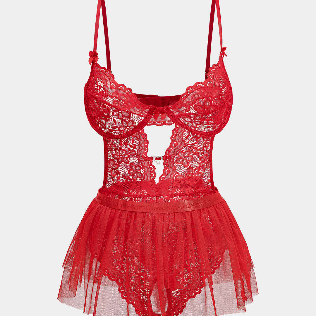 Dantel Cutout Sırtı Açık İç Giyim Garter Seti