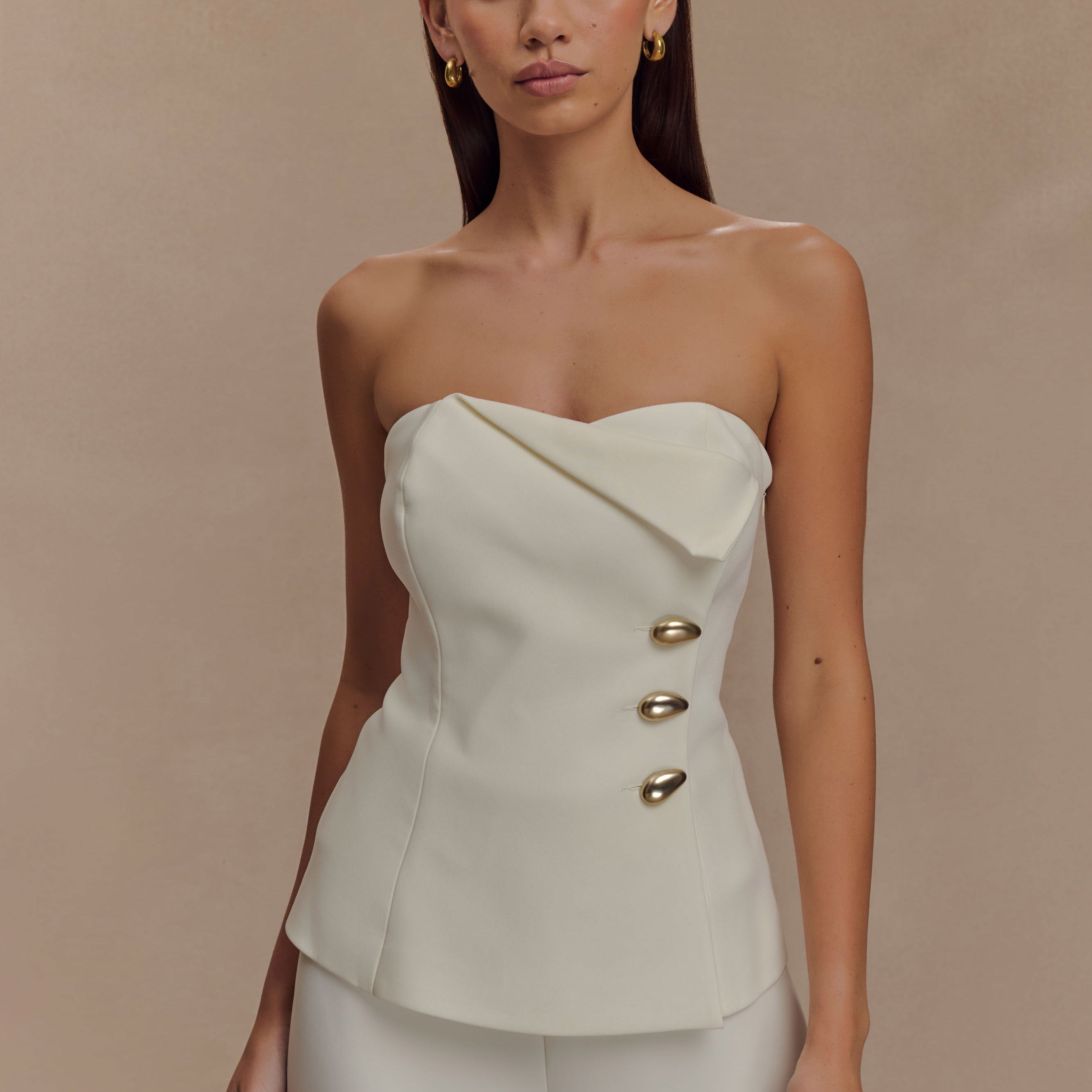 Lindie Strapless Suiting Üst