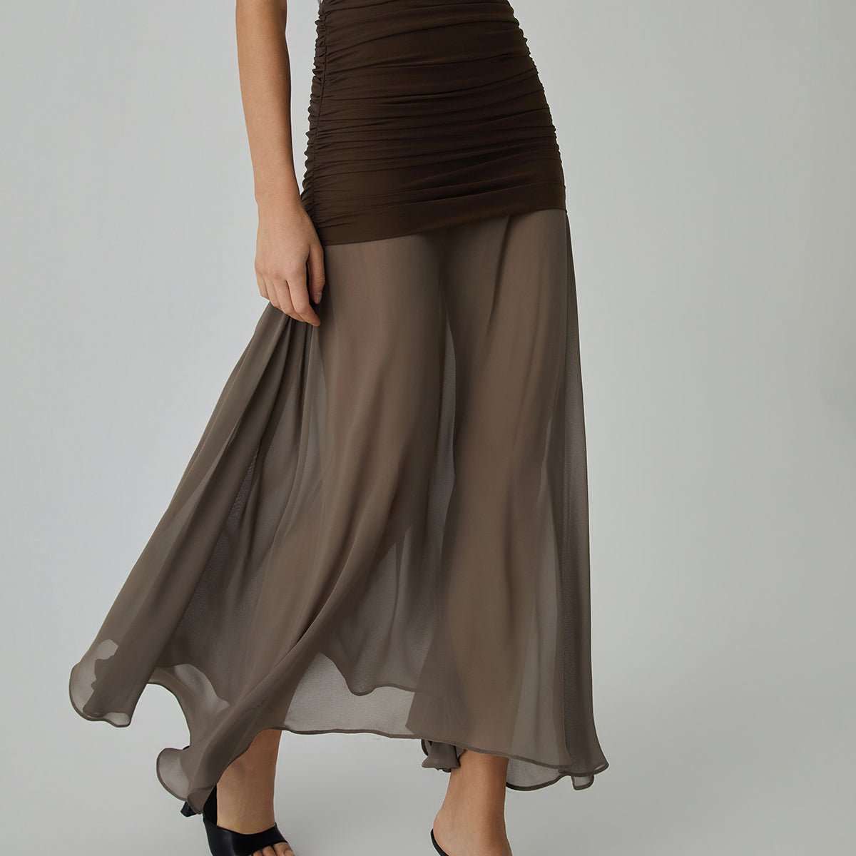 Net Chiffon Patchwork Maxi Etek
