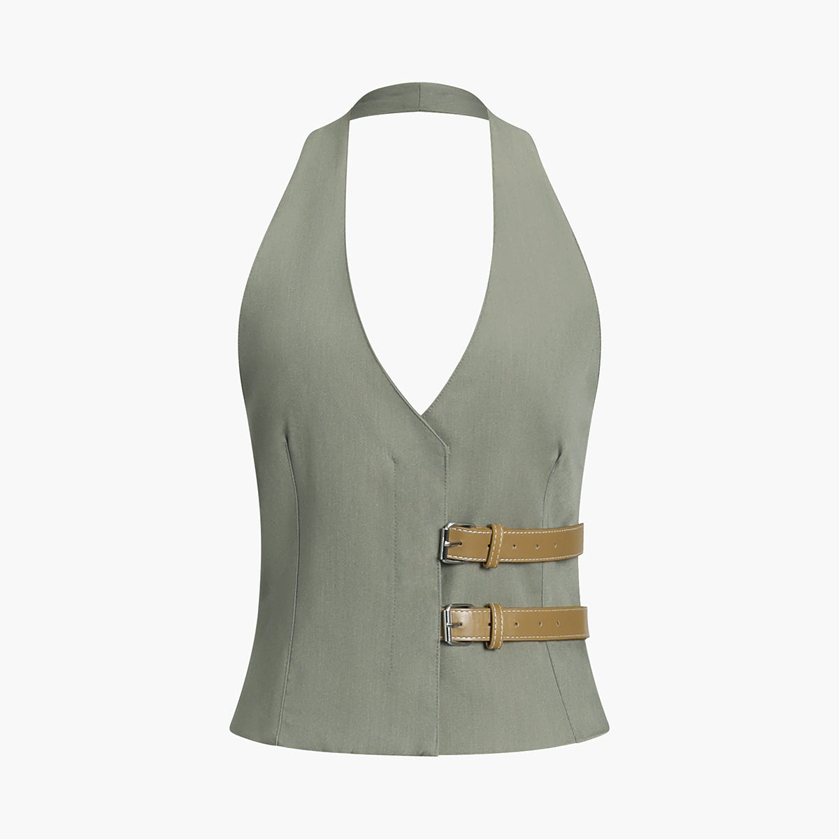 Halter Yaka Sırtı Açık Bluz