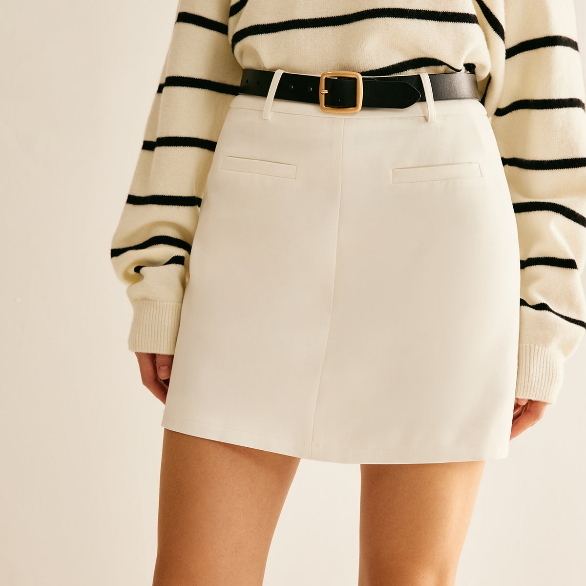 Back Zipper A Line Kemersiz Etek