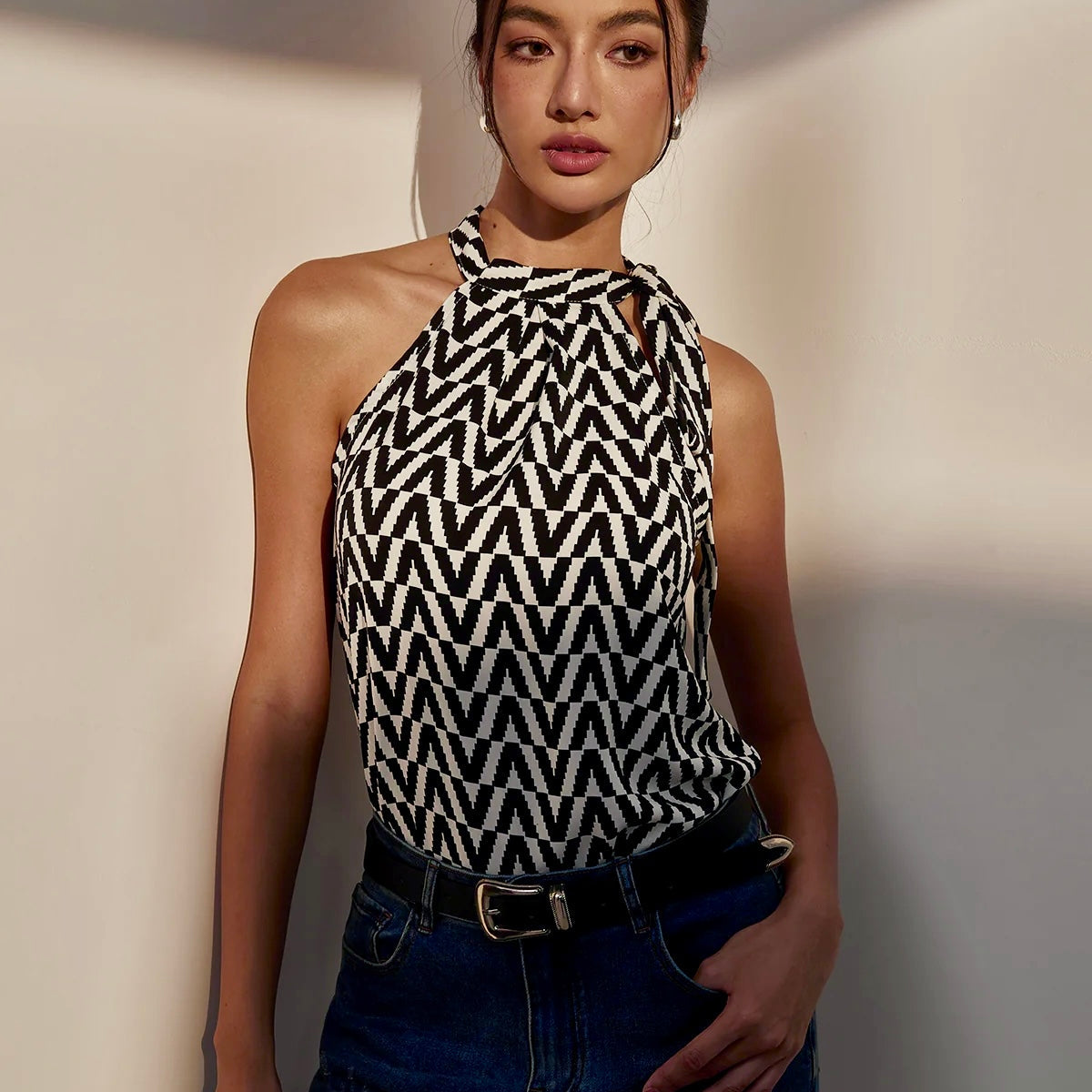 Zigzag Halter Bluz