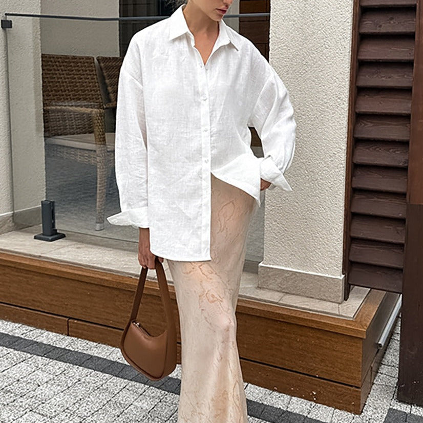 Zari Uzun Kollu Oversize Gömlek