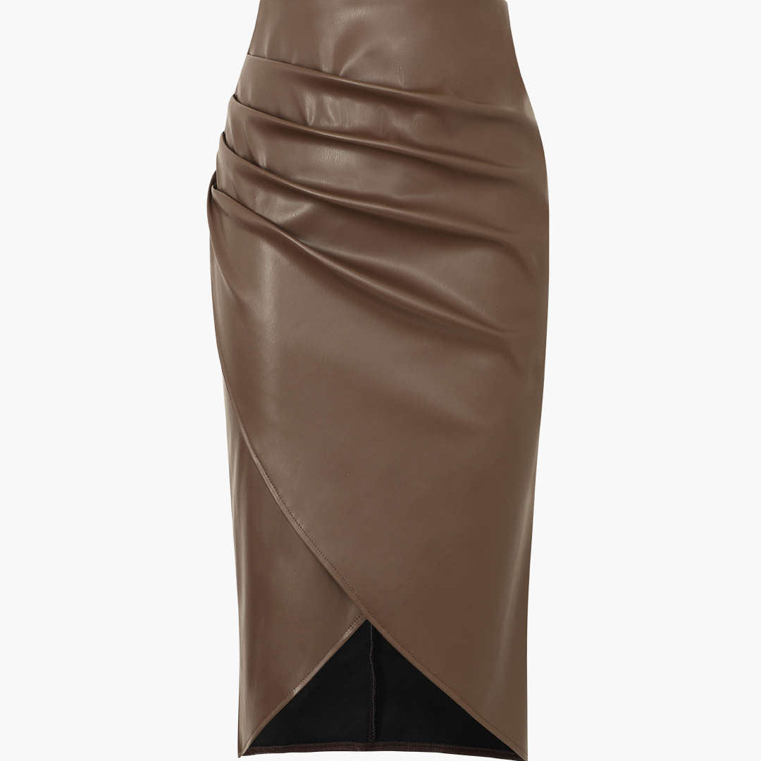 Deri Anvelop Desenli Midi Etek®