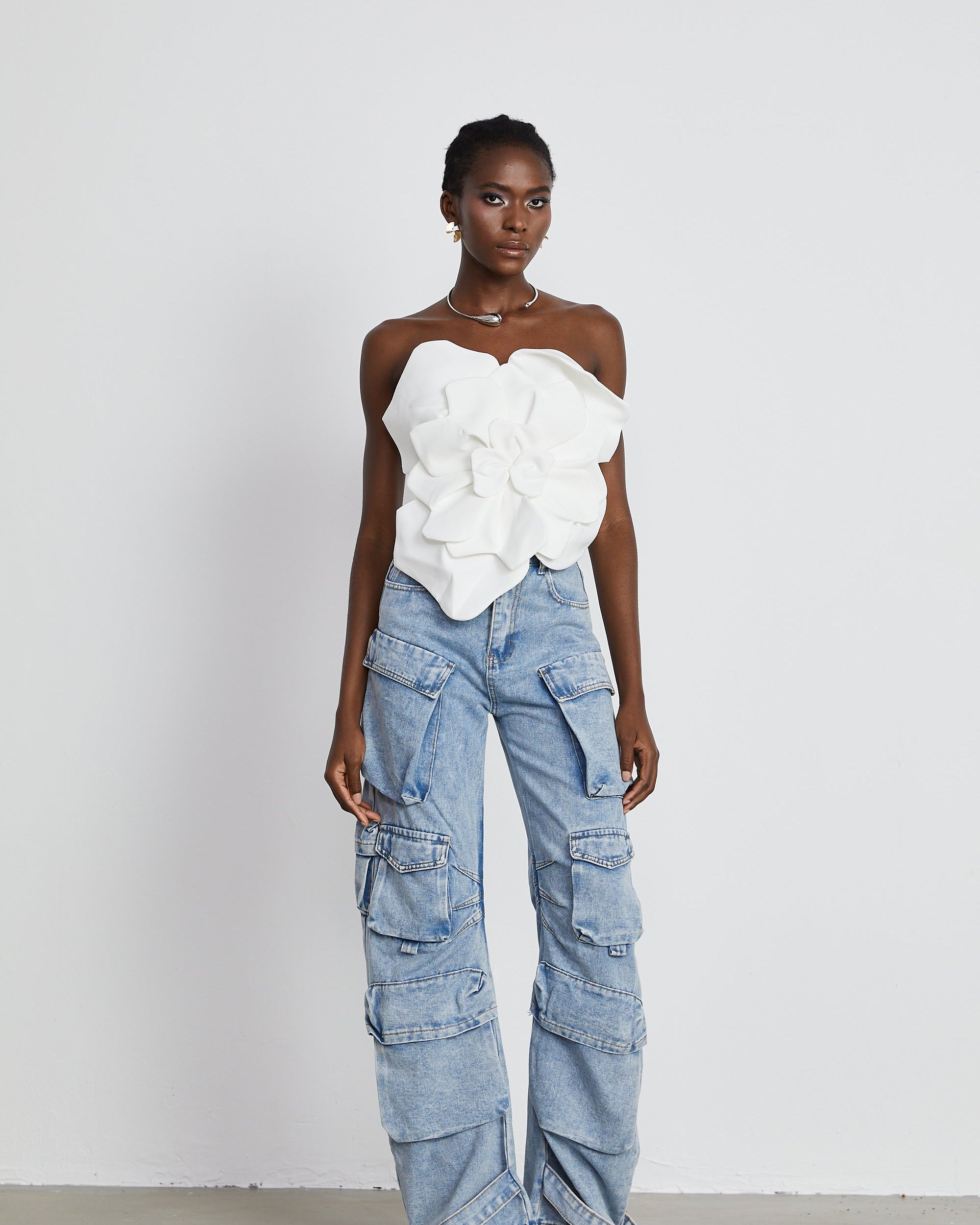 Pénélope Beyaz Çiçekli Bluz