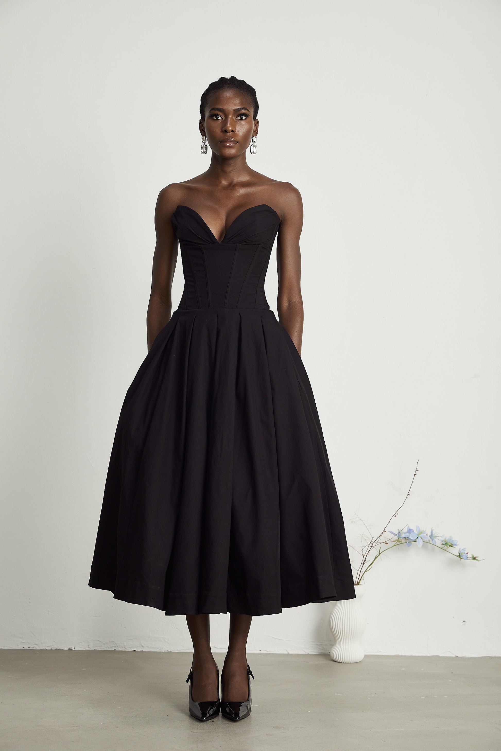 Katherine Straplez Korse Midi Elbise