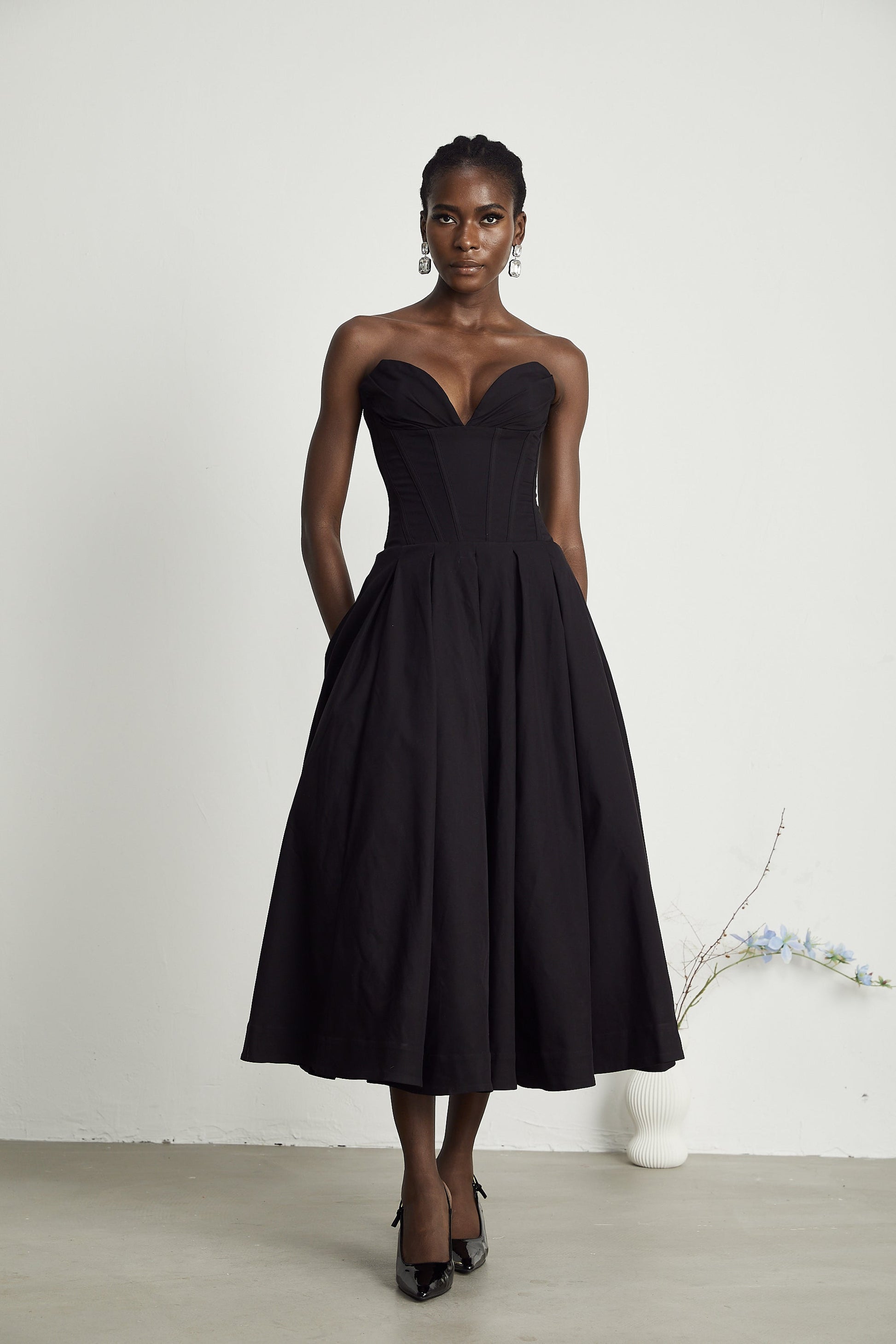 Katherine Straplez Korse Midi Elbise