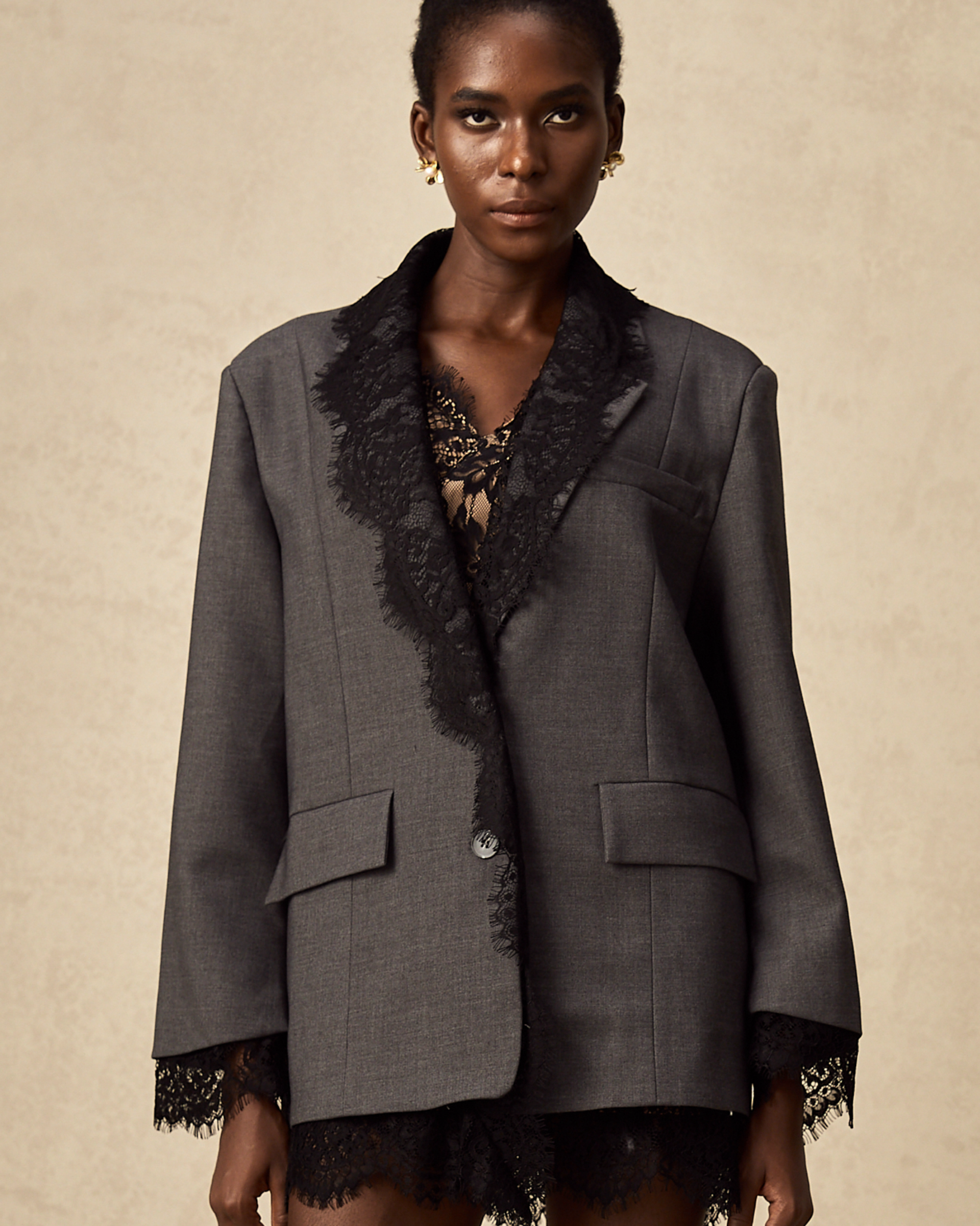Diana Dantel Yaka Detaylı Blazer Ceket