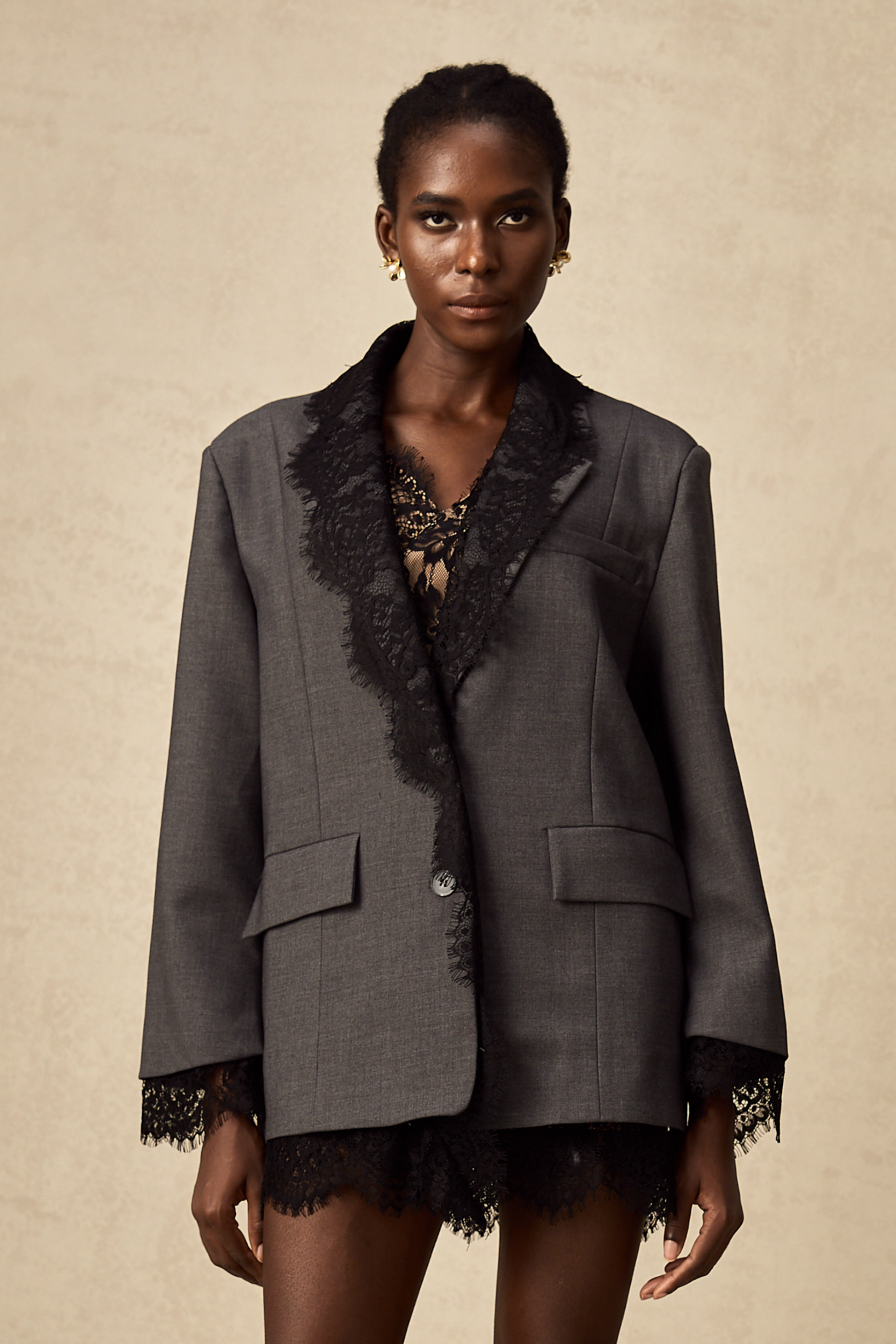 Diana Dantel Yaka Detaylı Blazer Ceket
