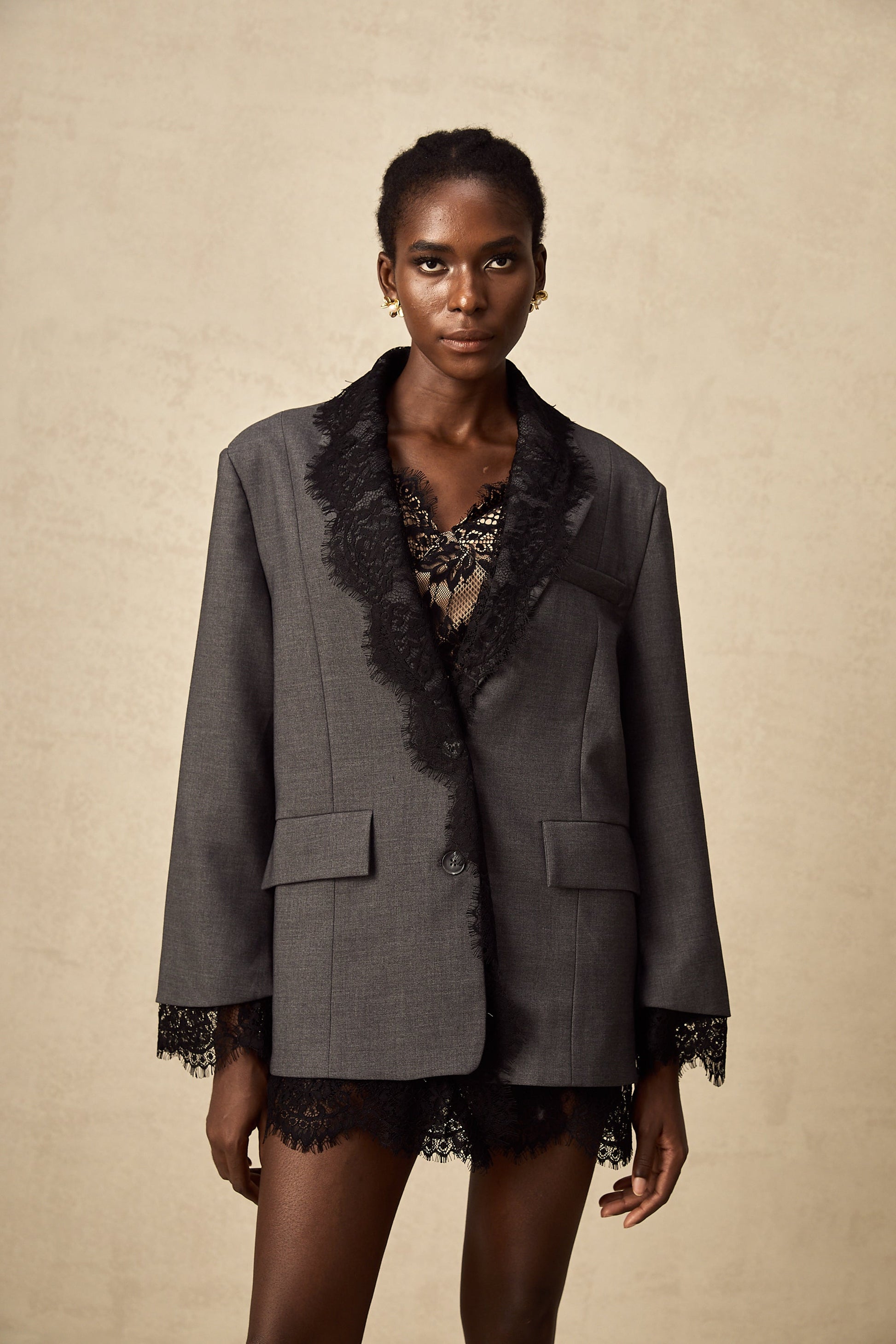 Diana Dantel Yaka Detaylı Blazer Ceket