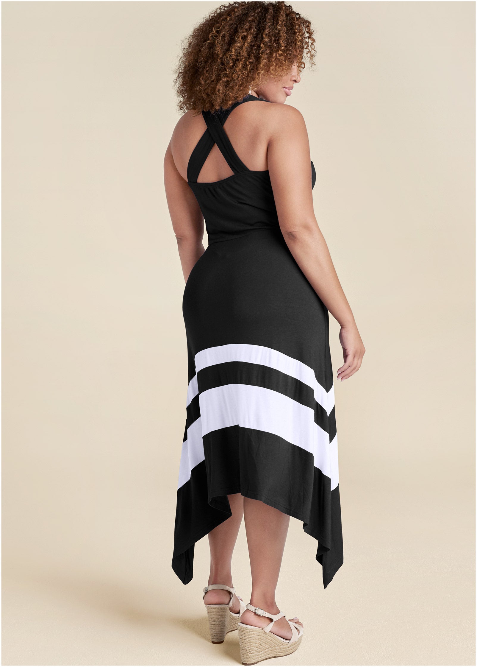 Color Block Midi Elbise