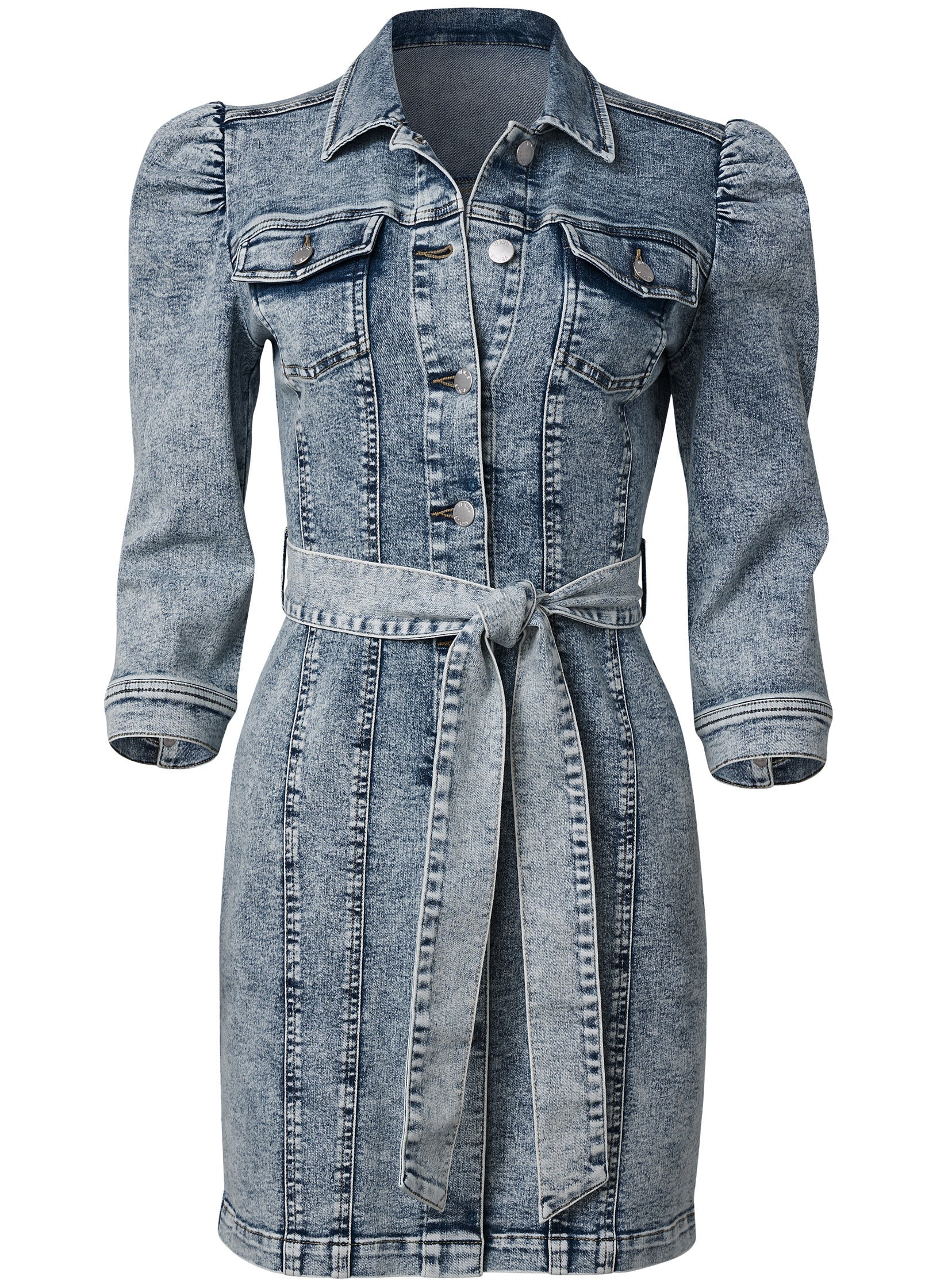 Button-Up Denim Dress - Cool Wash
