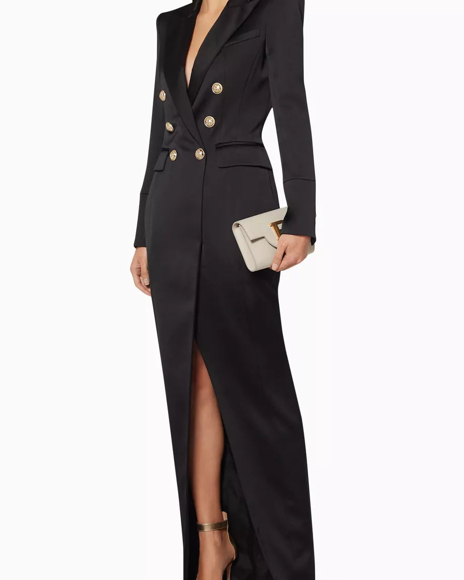 Simona Tuxedo Uzun Blazer Elbise