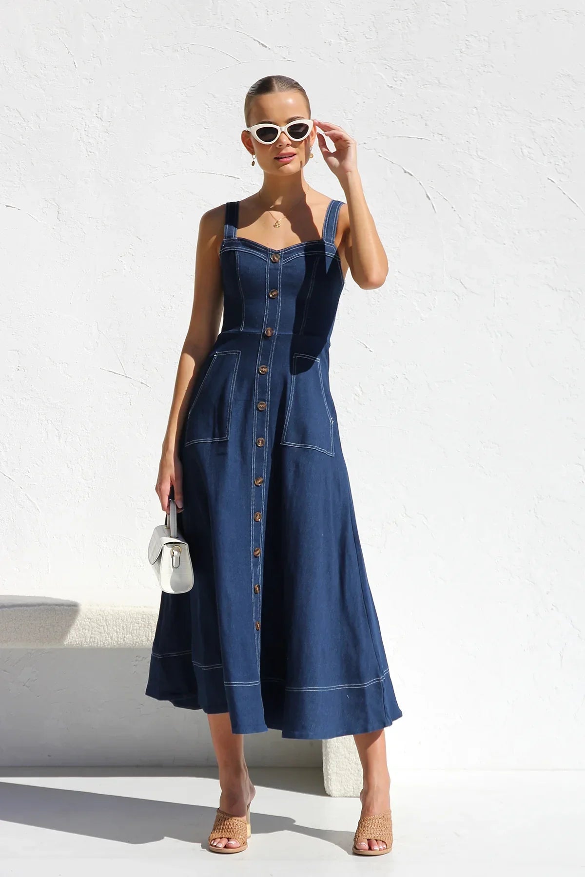 Heavenly Denim Midi Elbise