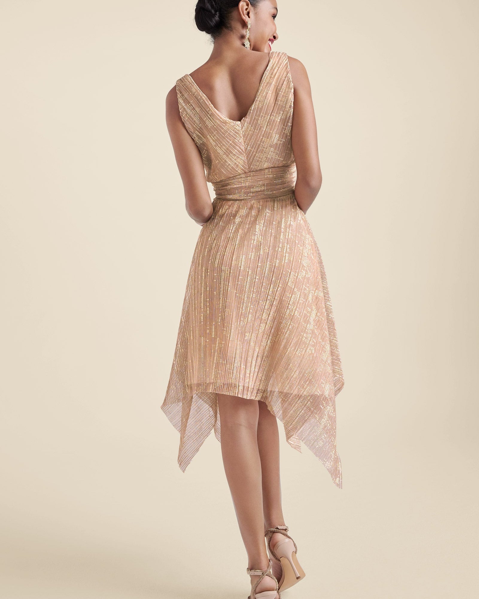Hanky Hem Shimmer Dress - Rose Gold