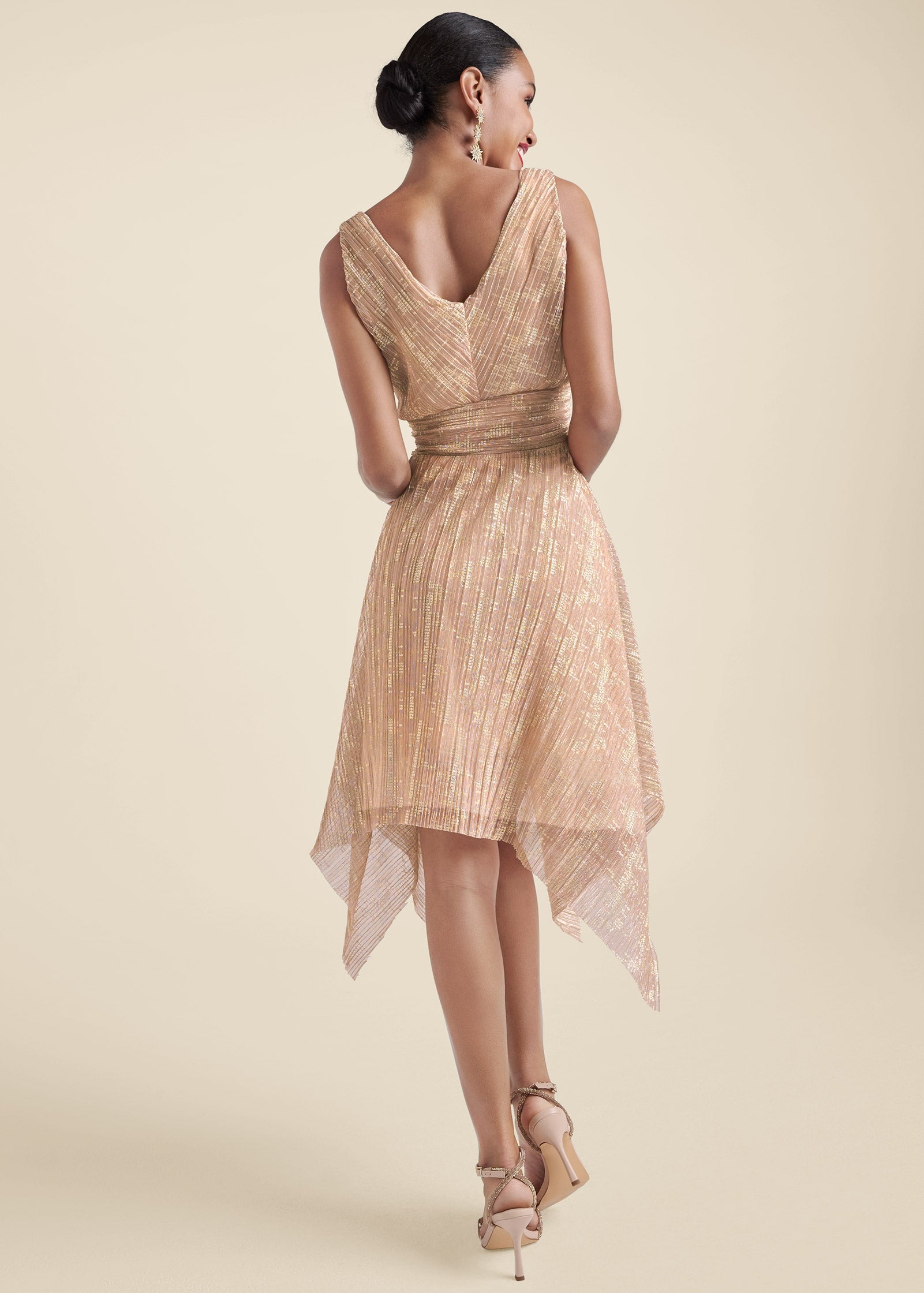 Hanky Hem Shimmer Dress - Rose Gold