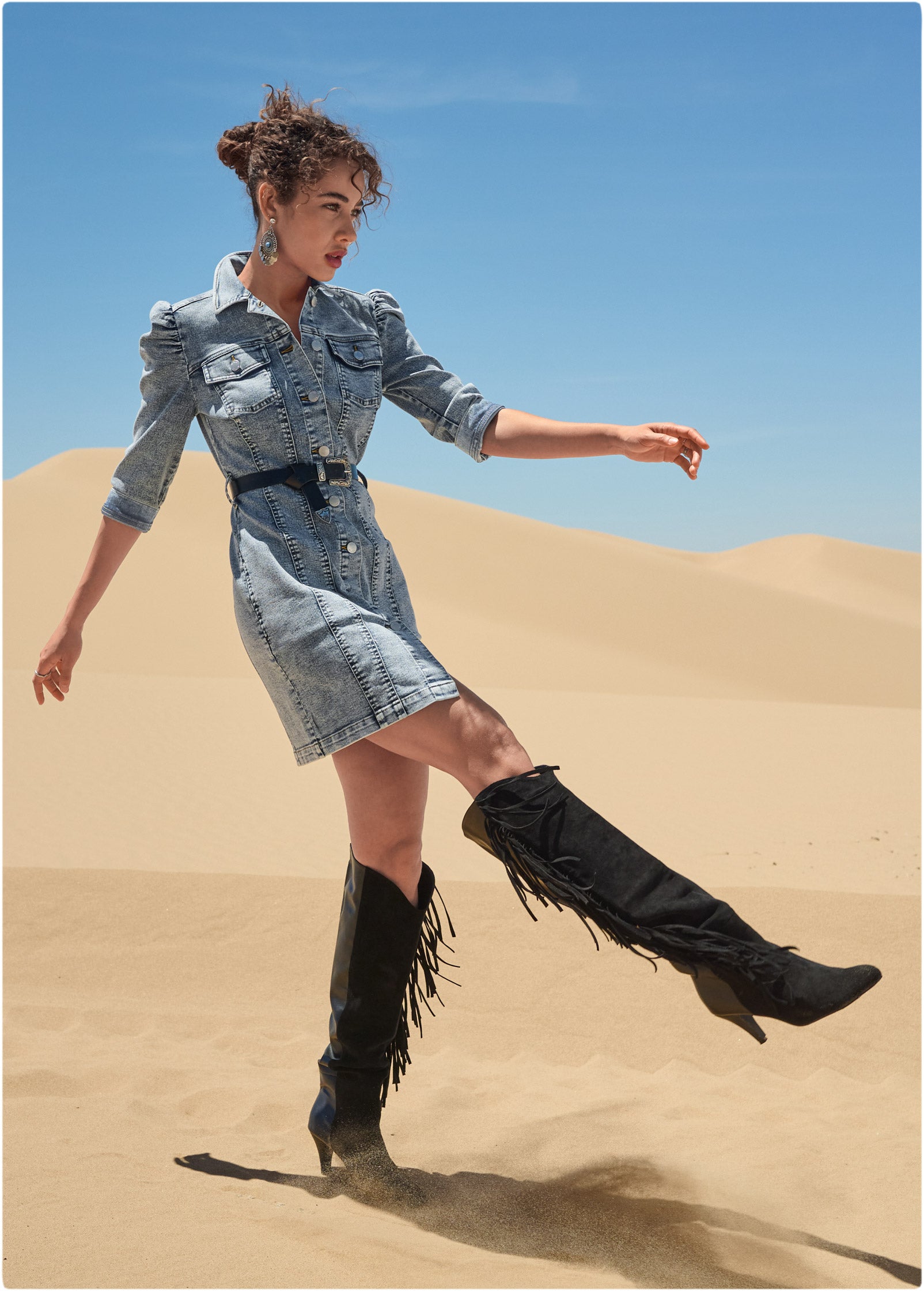 Button-Up Denim Dress - Cool Wash