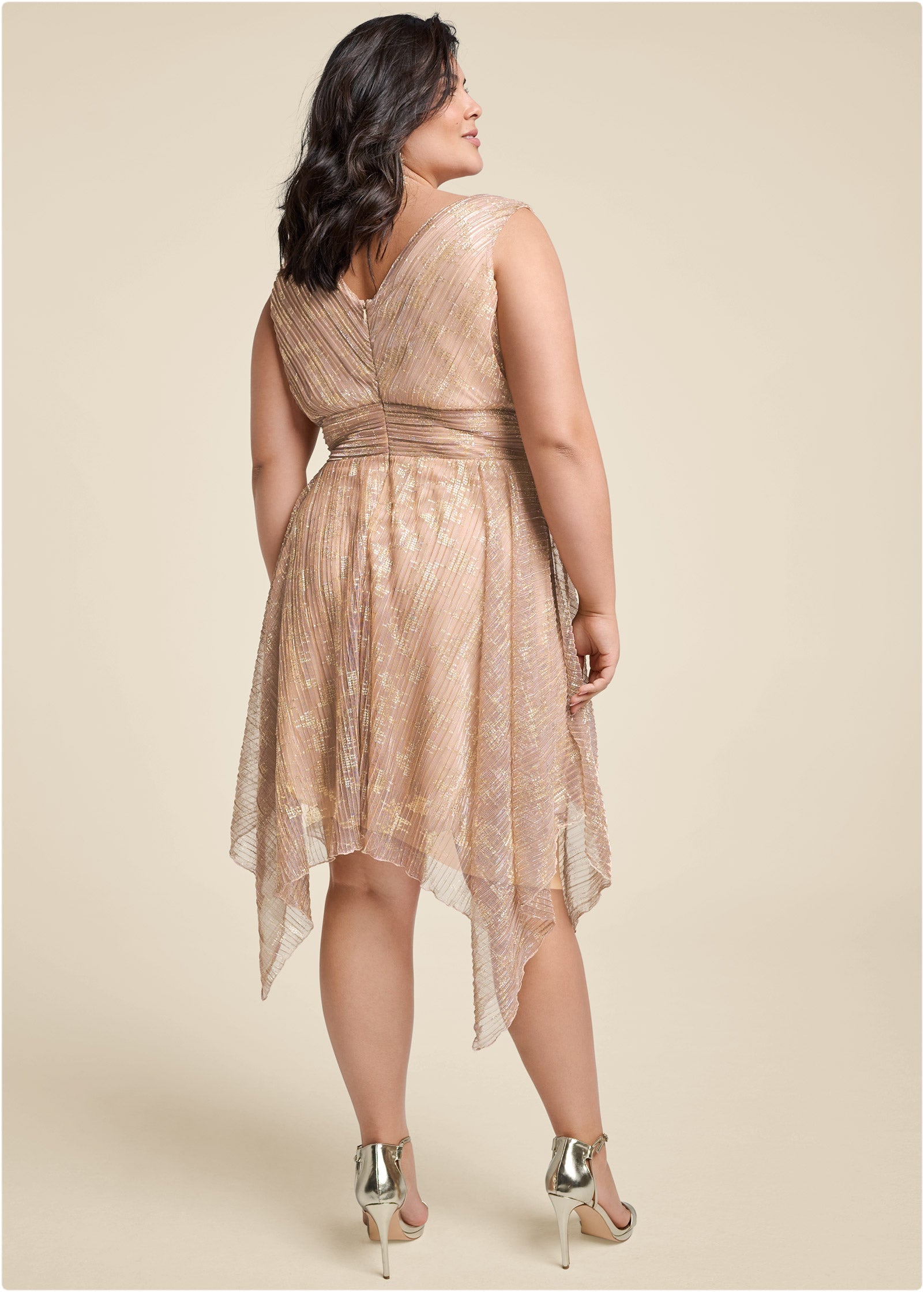 Hanky Hem Shimmer Dress - Rose Gold