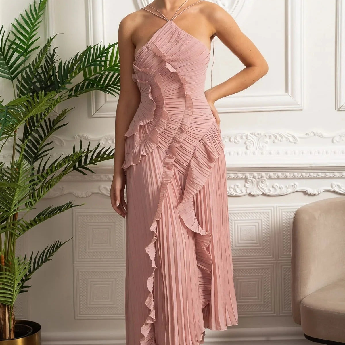 Liora Rosa Midi Elbise