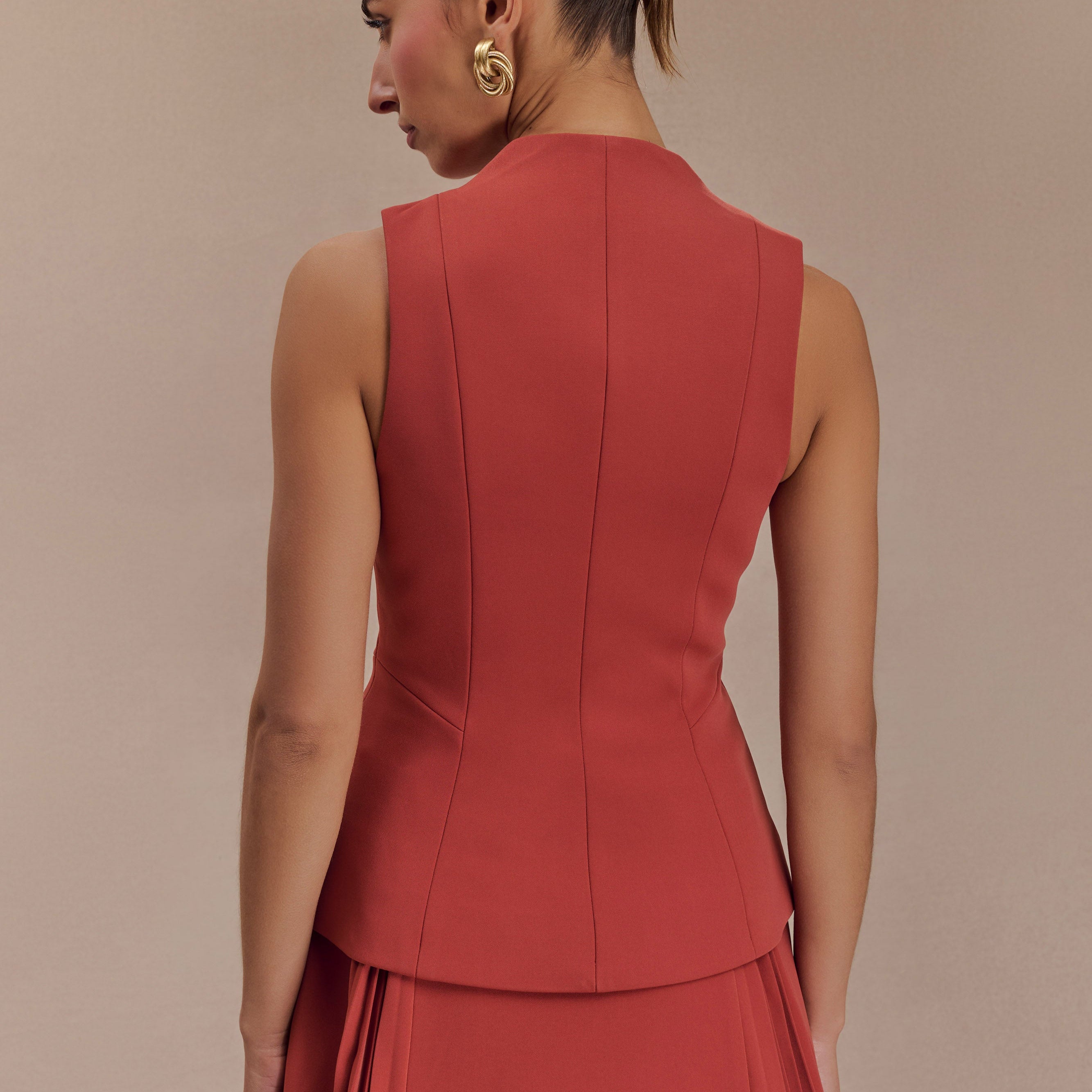 Melinda Structured Vest Top - Chilli