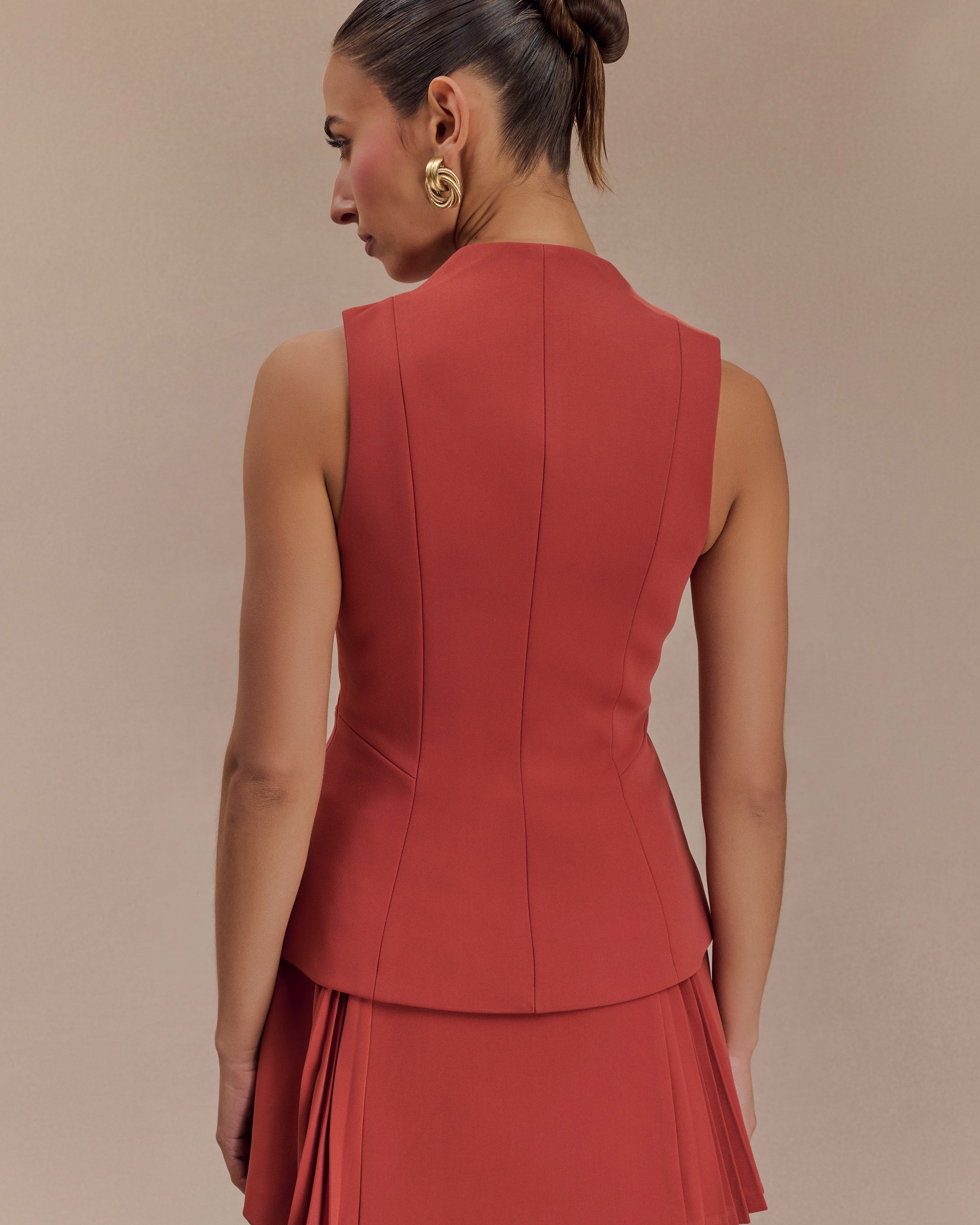 Melinda Structured Vest Top - Chilli