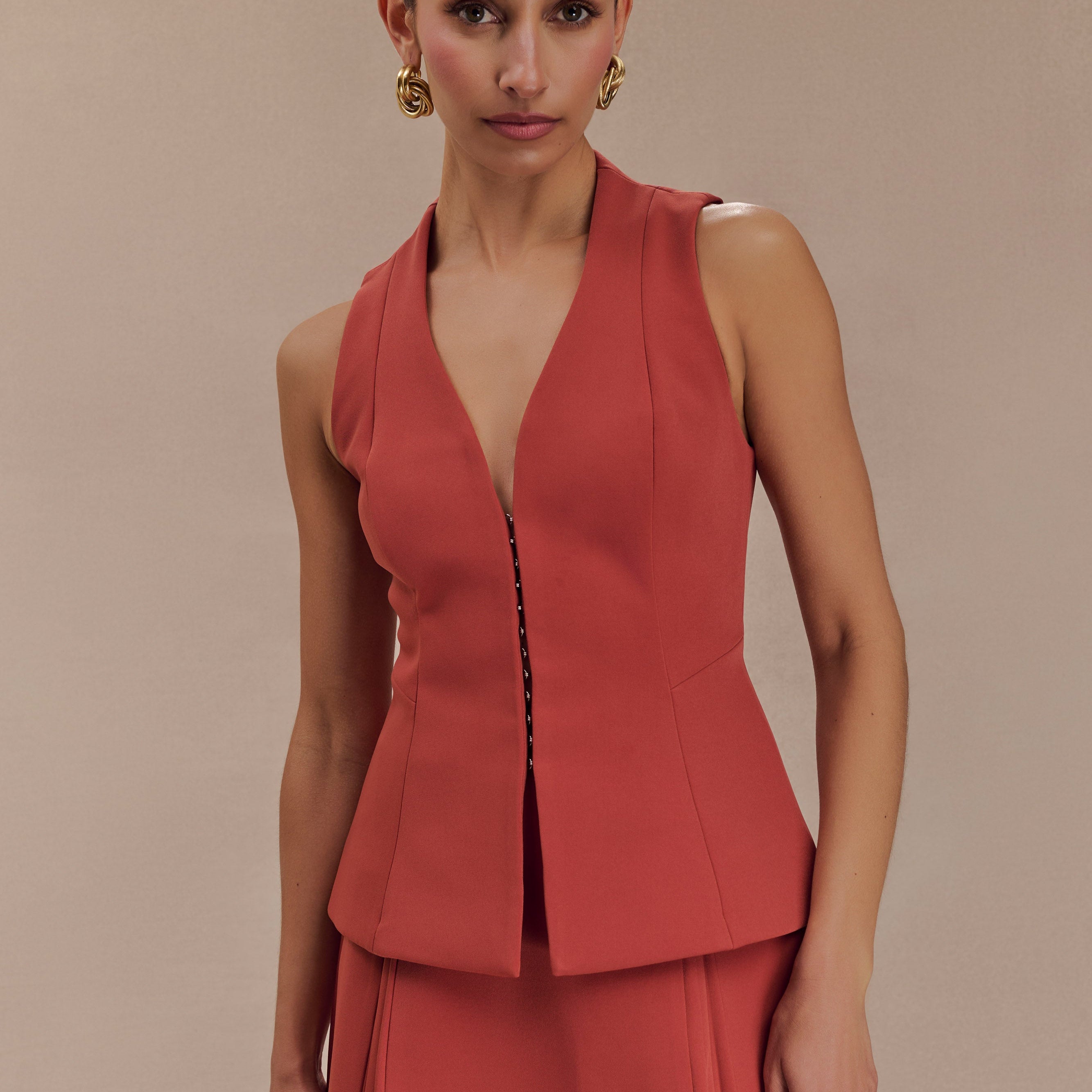 Melinda Structured Vest Top - Chilli