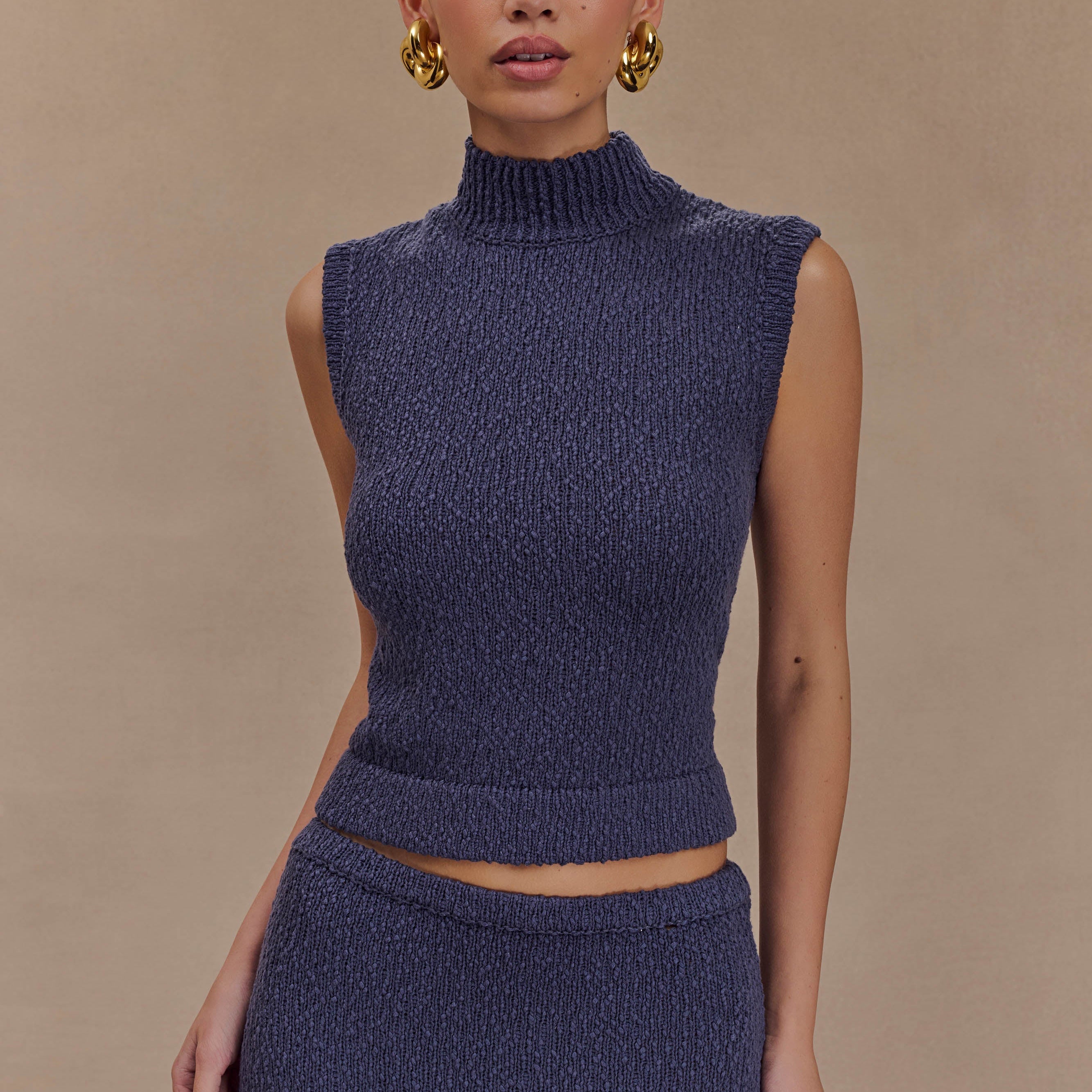 Azalea Sleeveless Knit Top - Steel