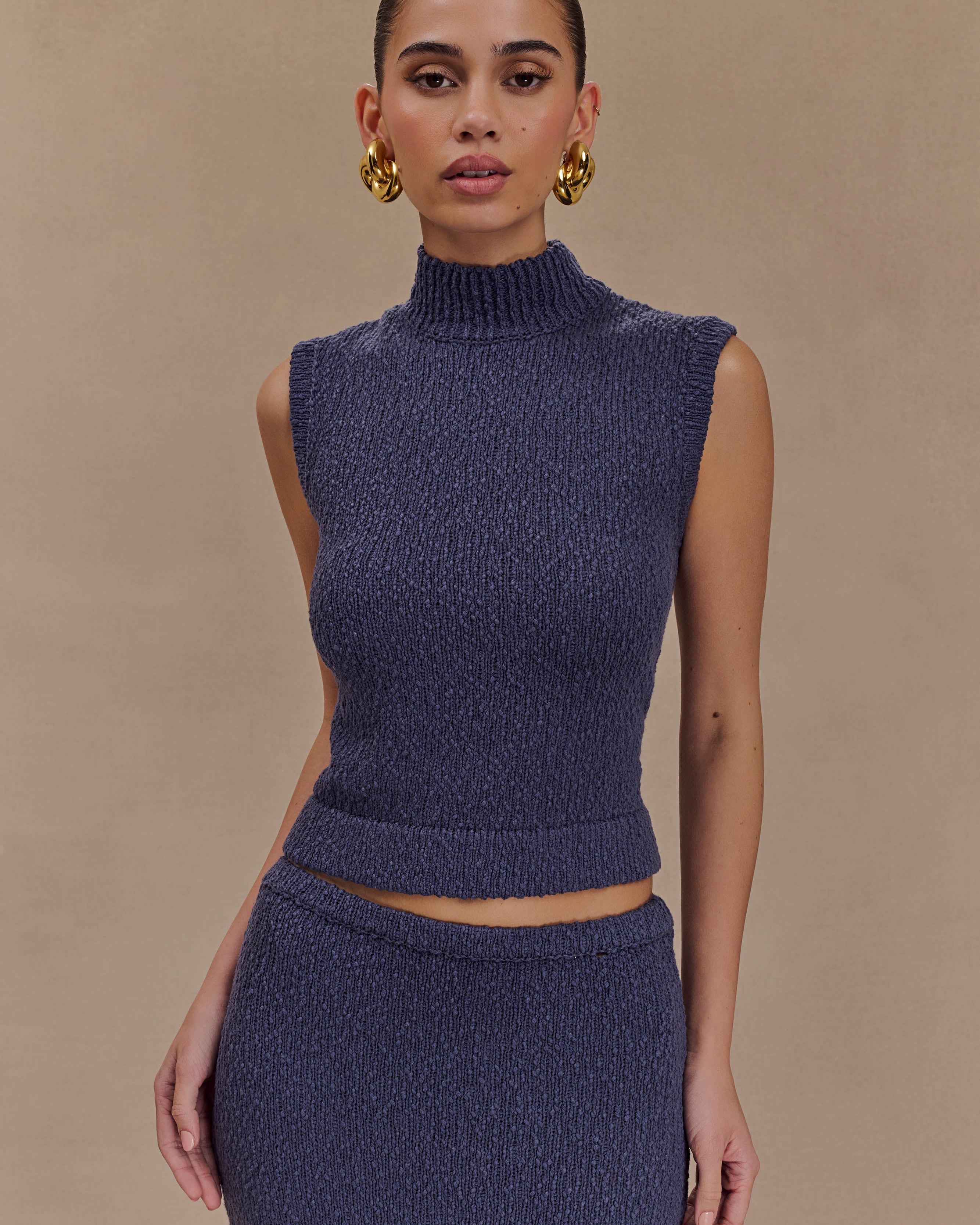 Azalea Sleeveless Knit Top - Steel