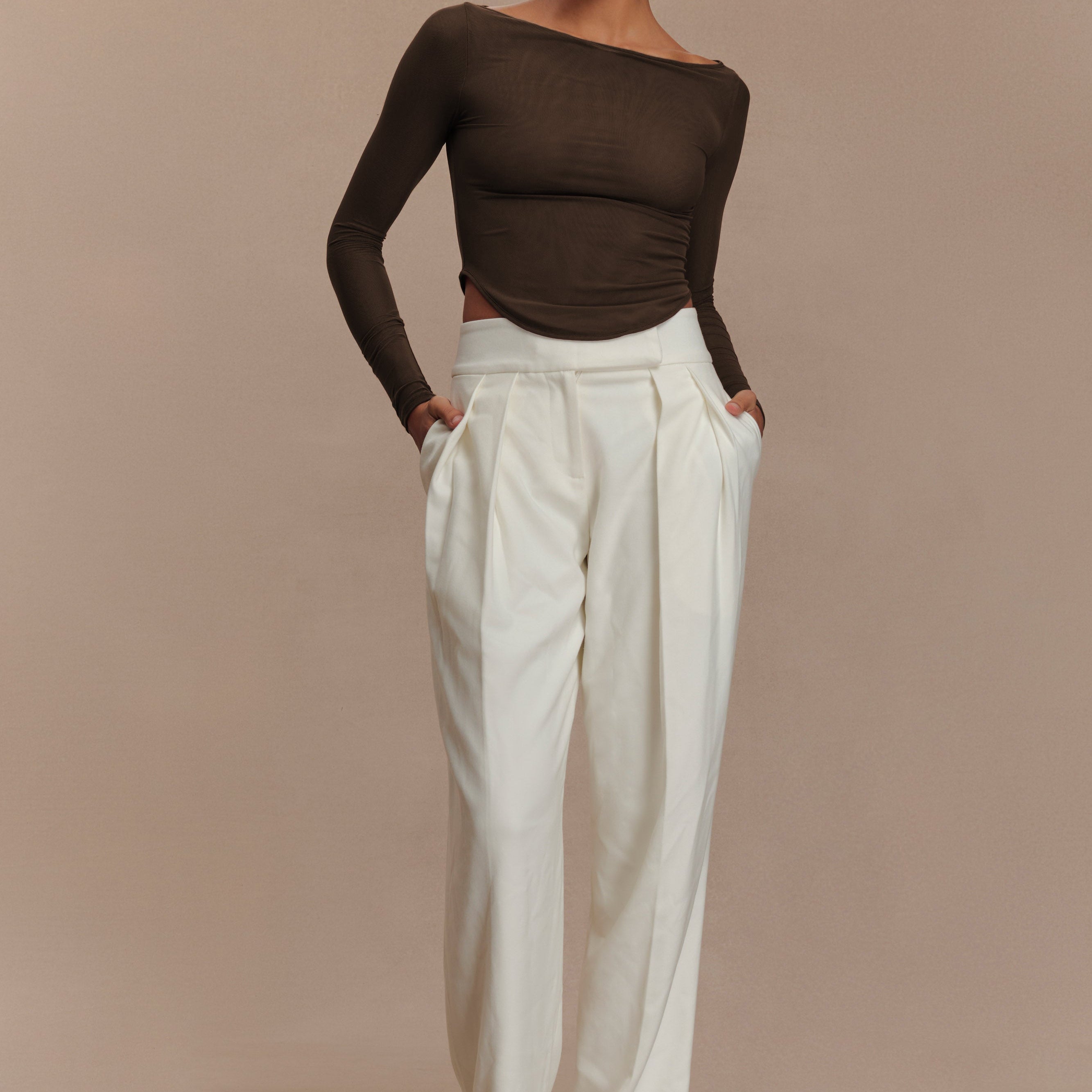 Colette Boat Neck Mesh Üst