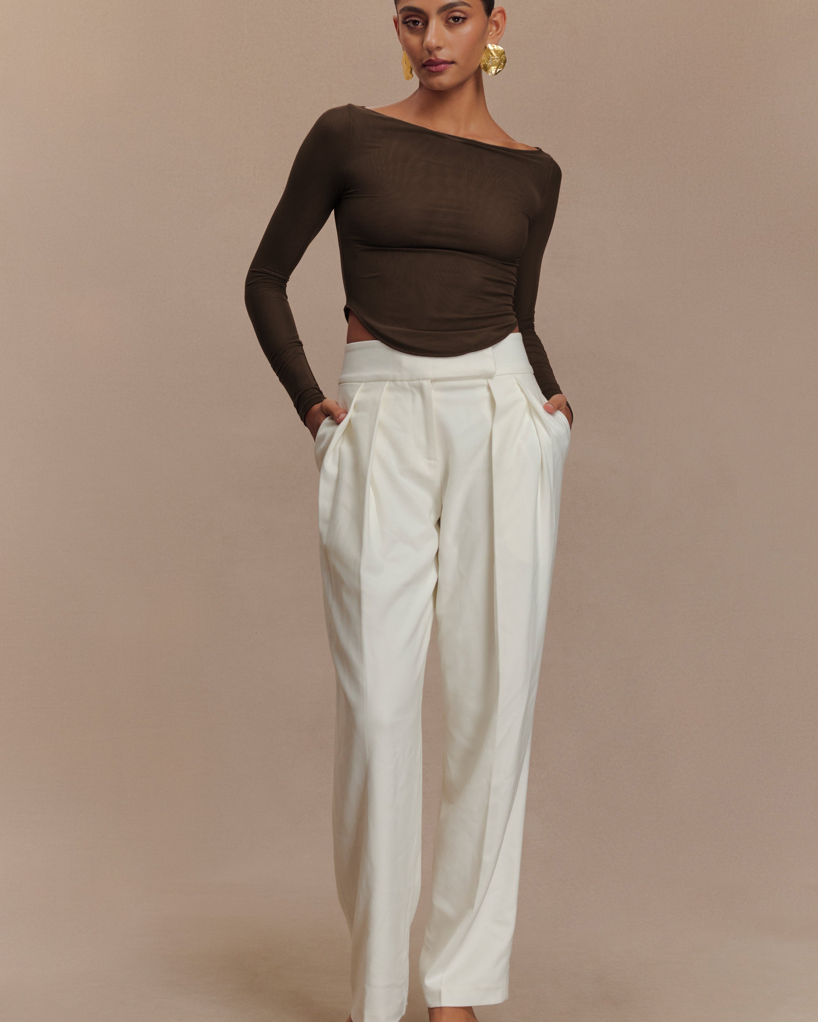 Colette Boat Neck Mesh Üst