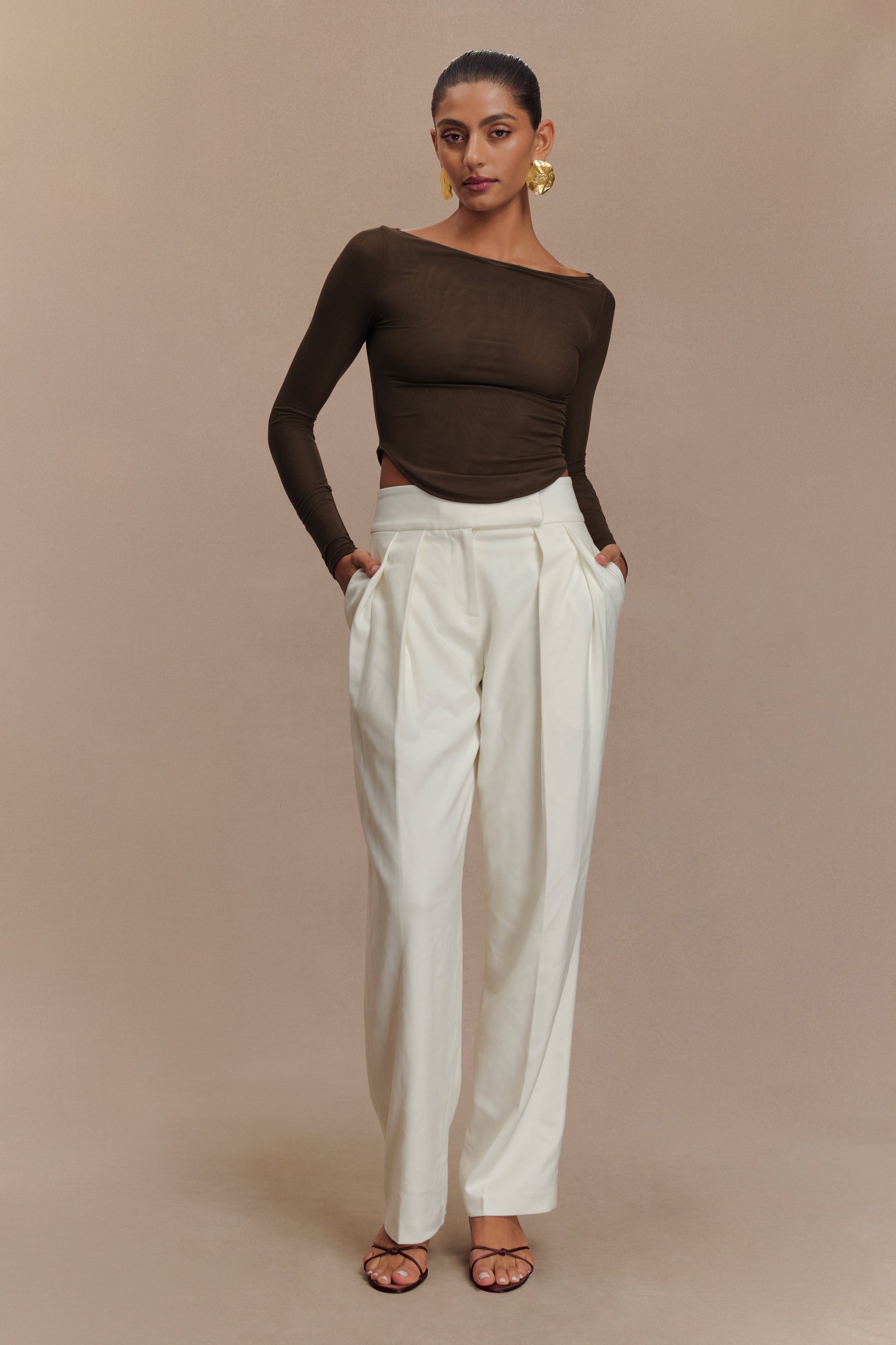 Colette Boat Neck Mesh Üst