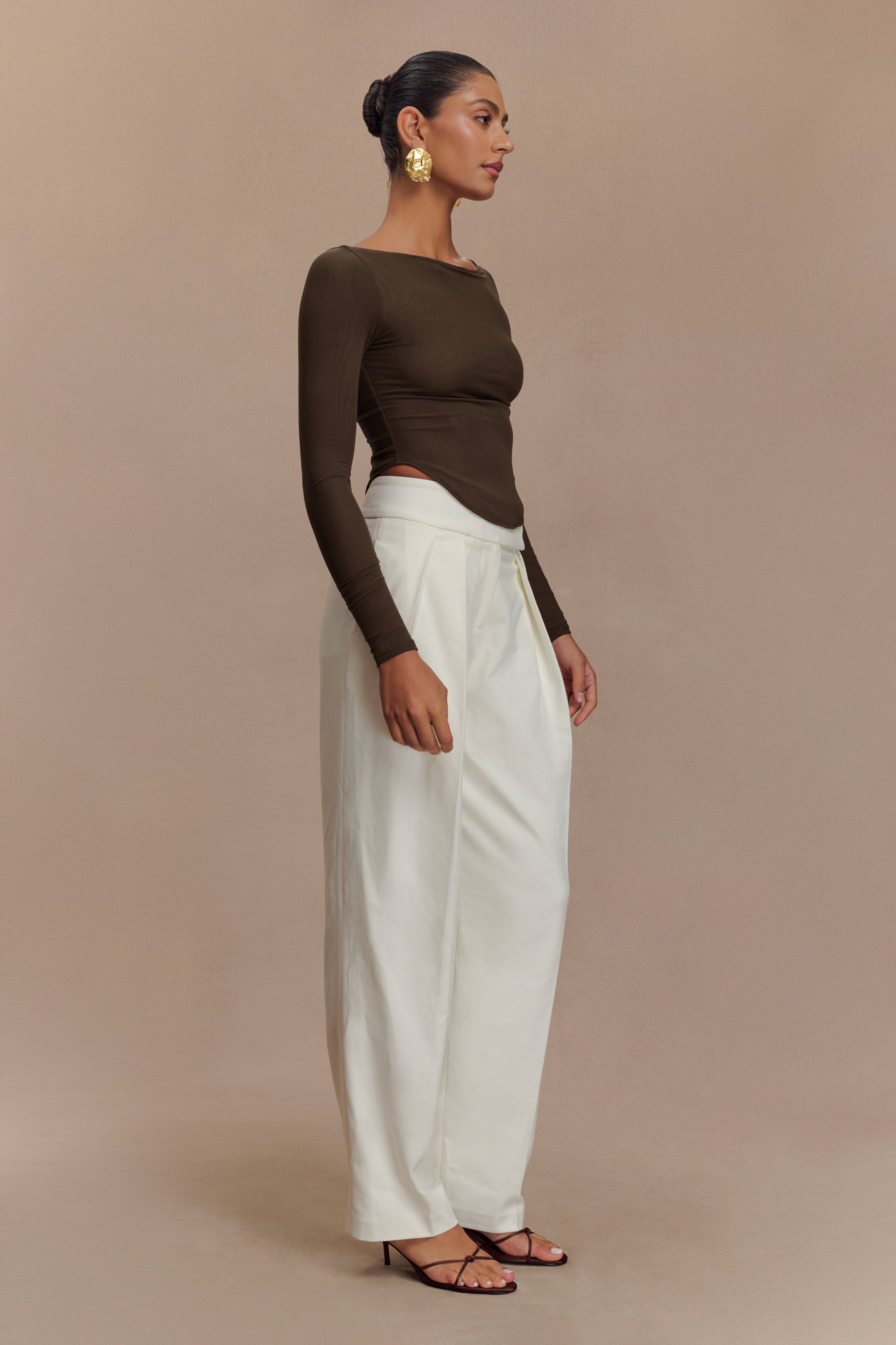 Colette Boat Neck Mesh Üst