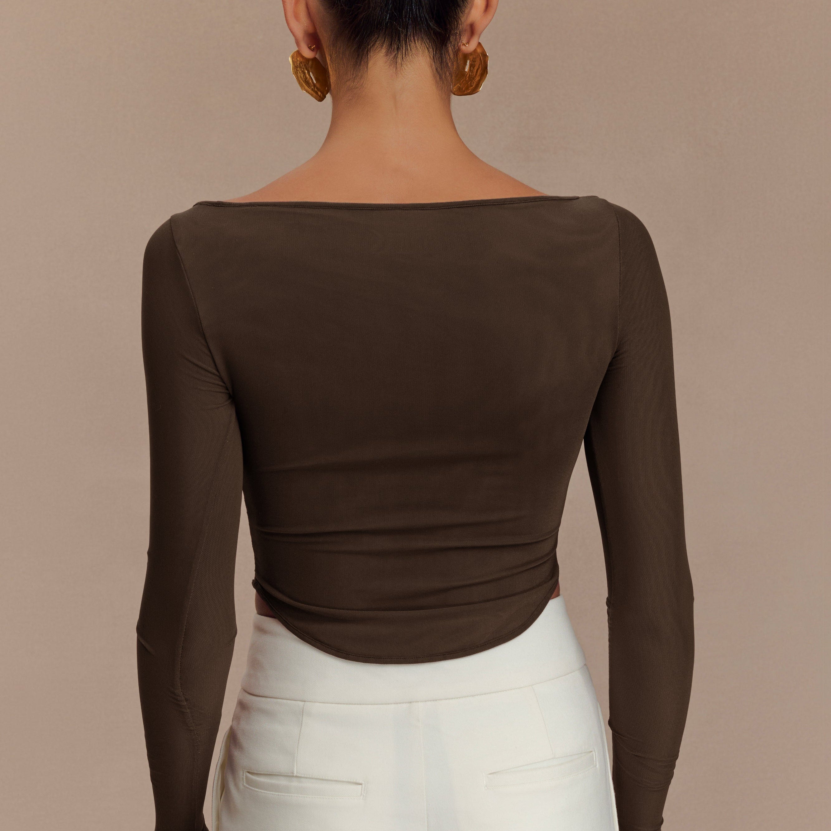 Colette Boat Neck Mesh Üst