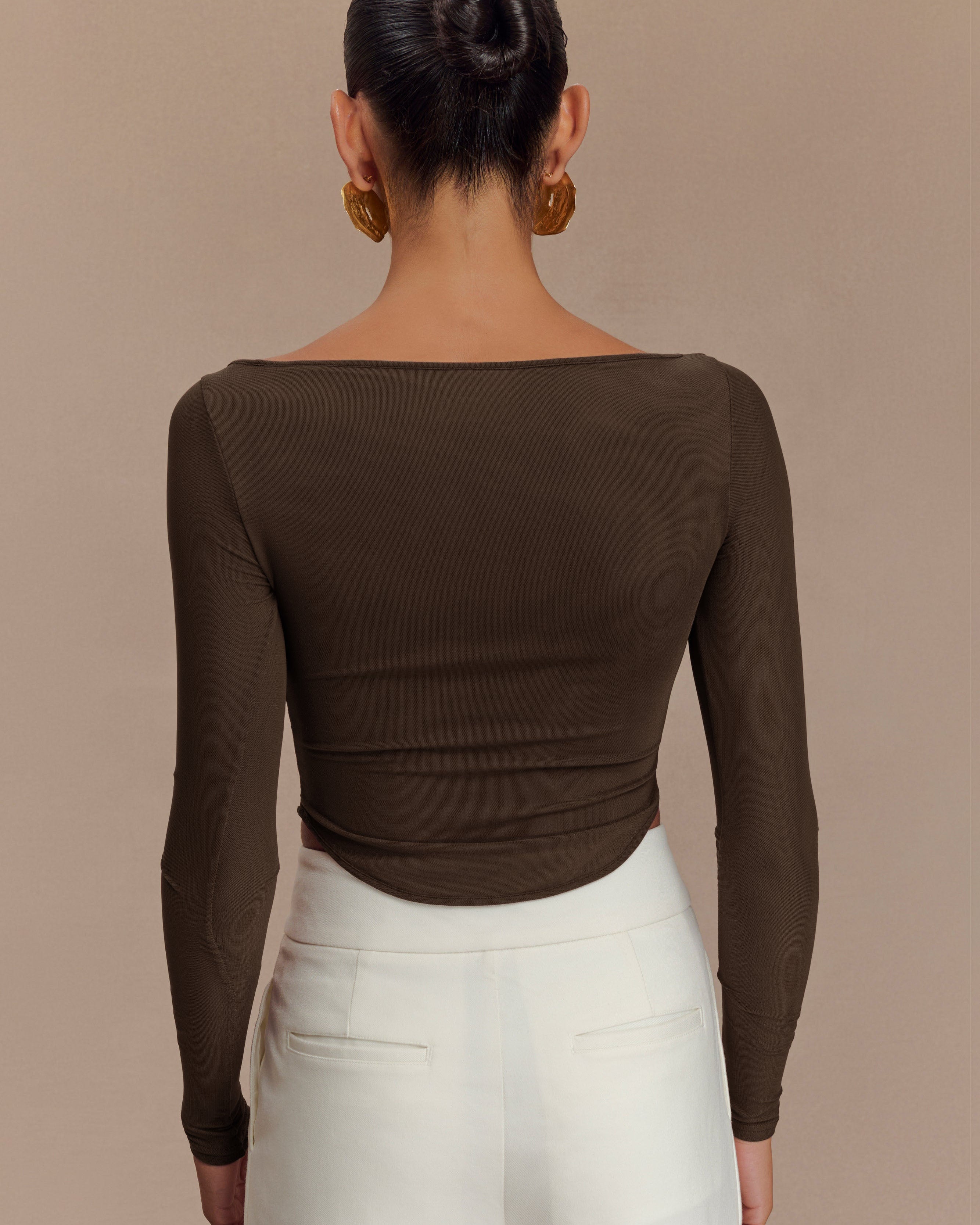 Colette Boat Neck Mesh Üst