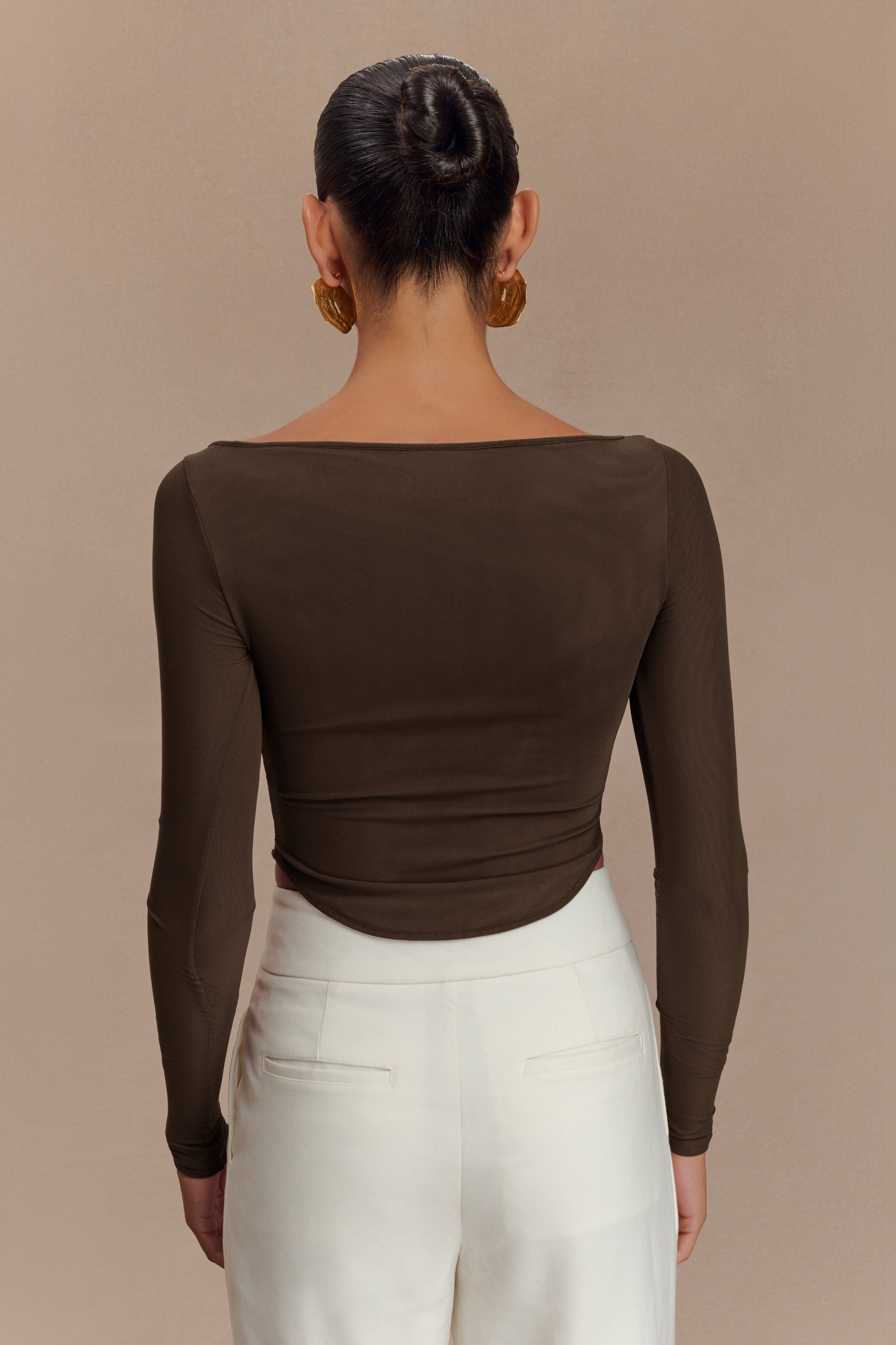 Colette Boat Neck Mesh Üst