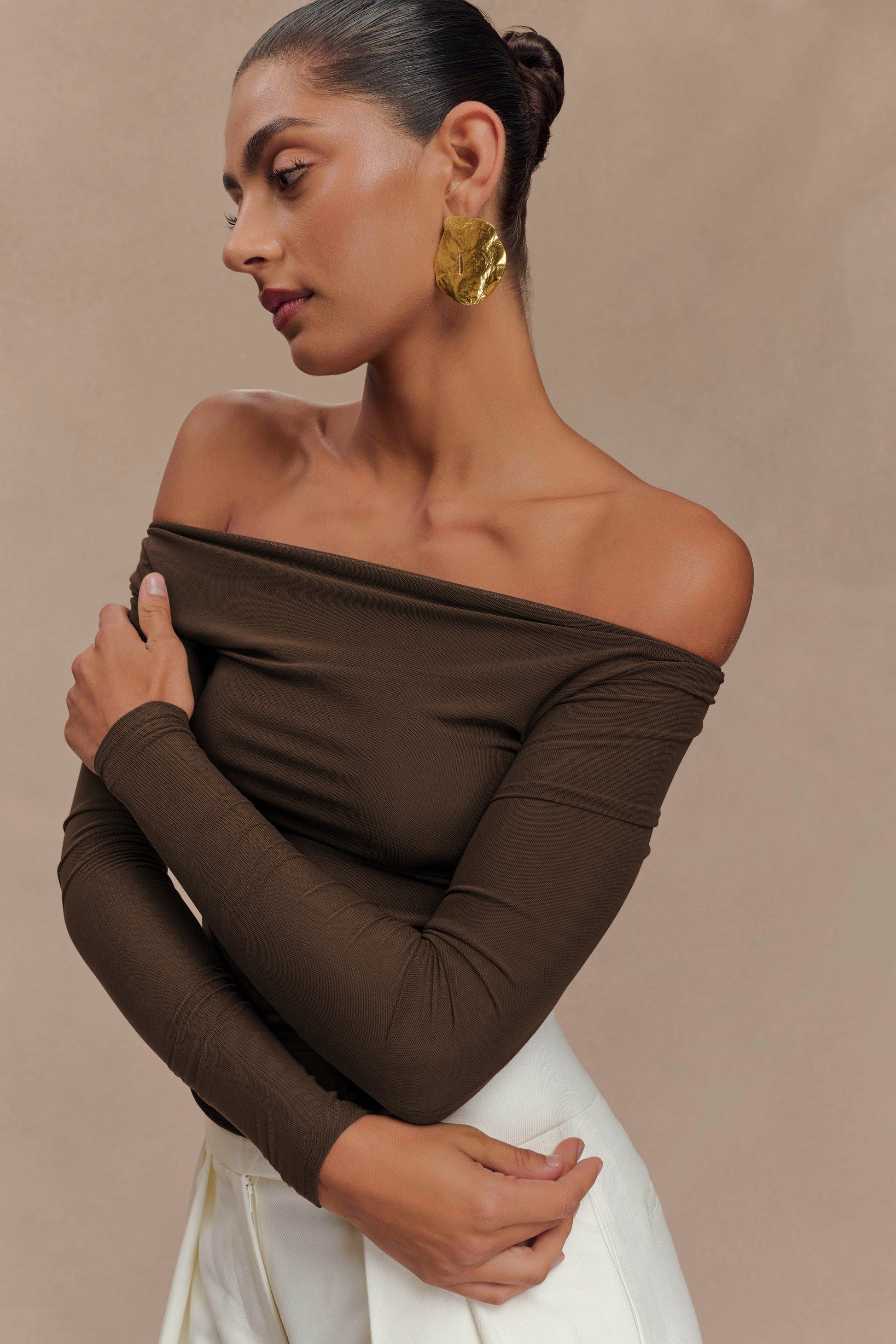 Colette Boat Neck Mesh Üst