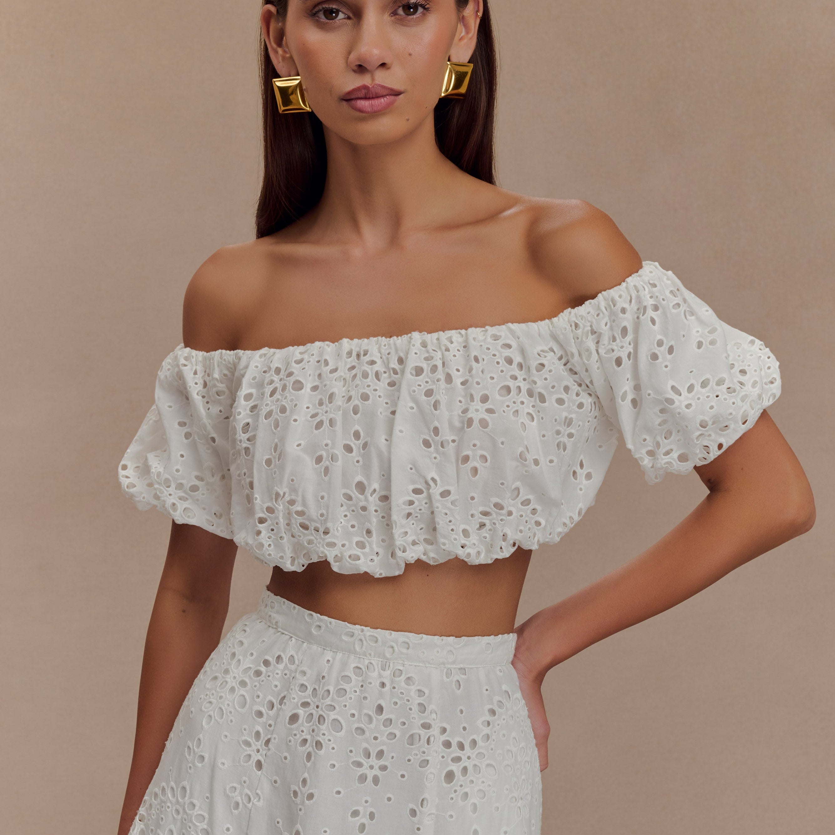 Autumn Off Shoulder Bubble Üst
