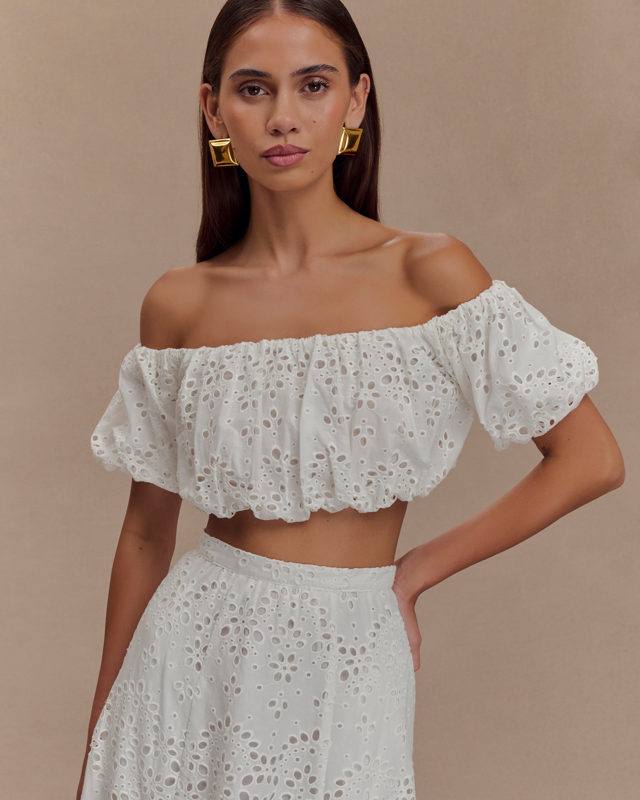 Autumn Off Shoulder Bubble Üst