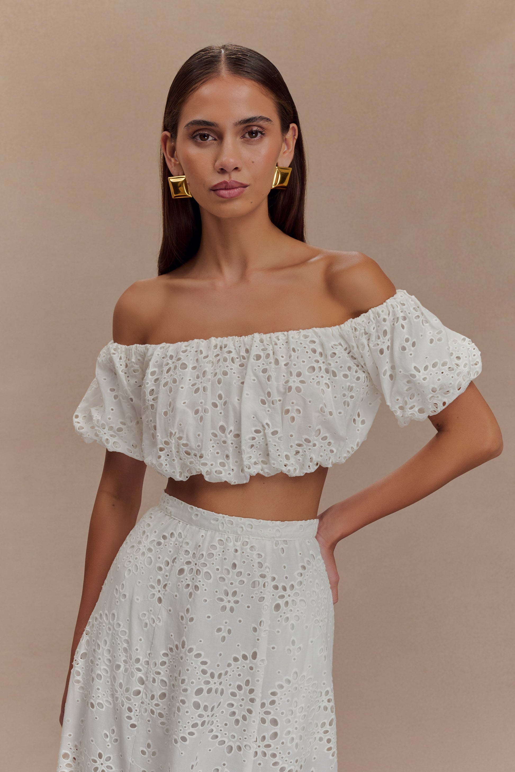 Autumn Off Shoulder Bubble Üst