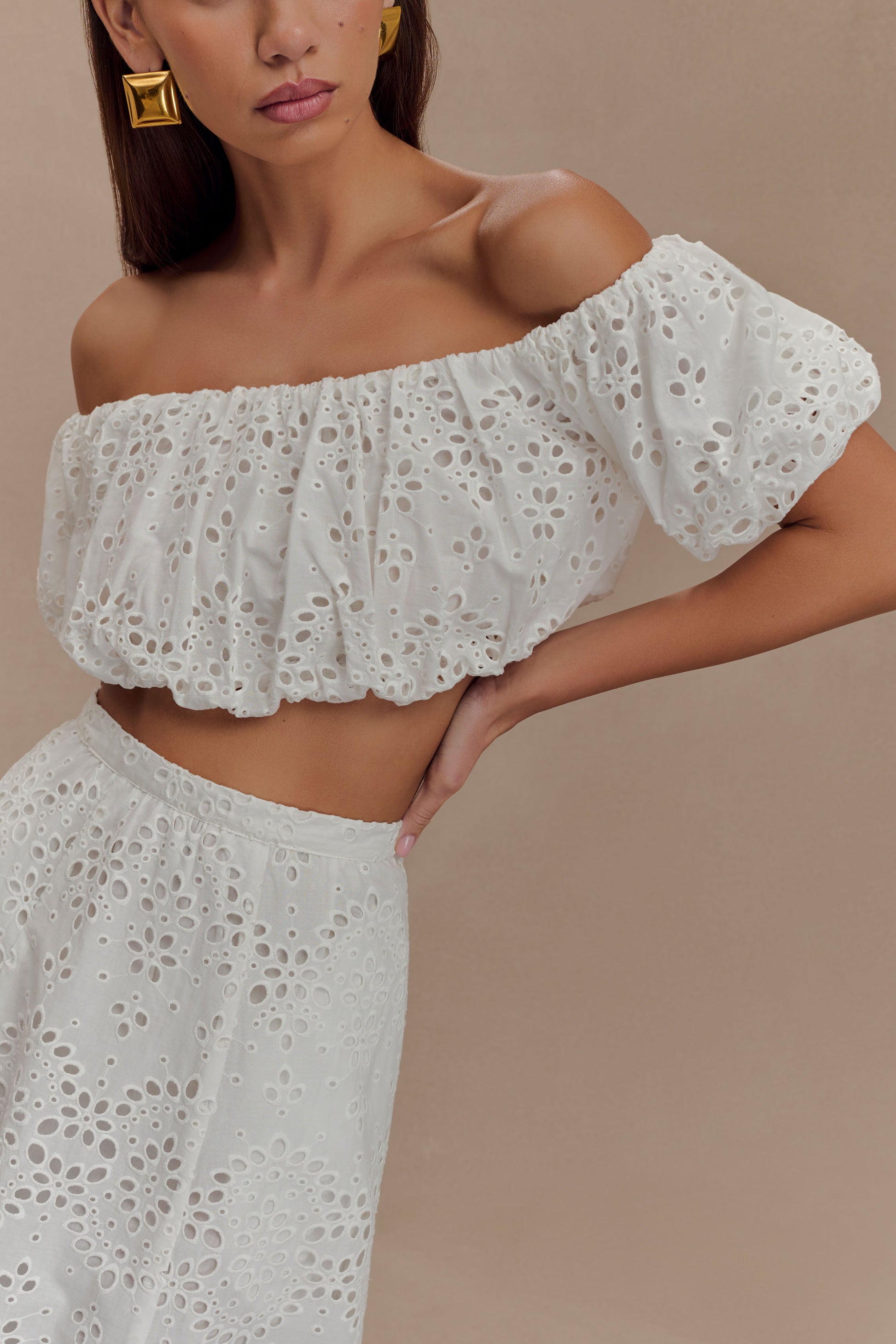 Autumn Off Shoulder Bubble Üst