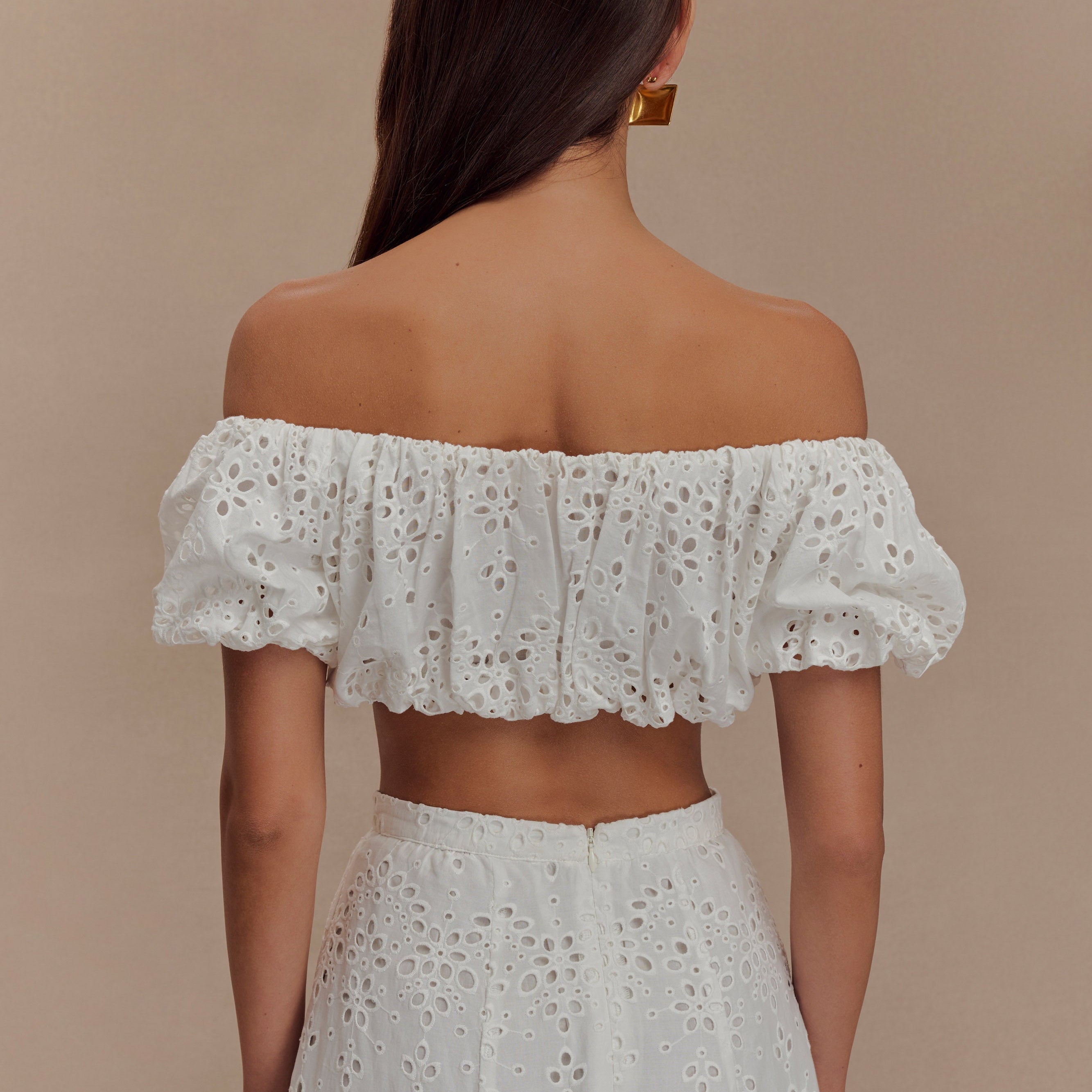 Autumn Off Shoulder Bubble Üst