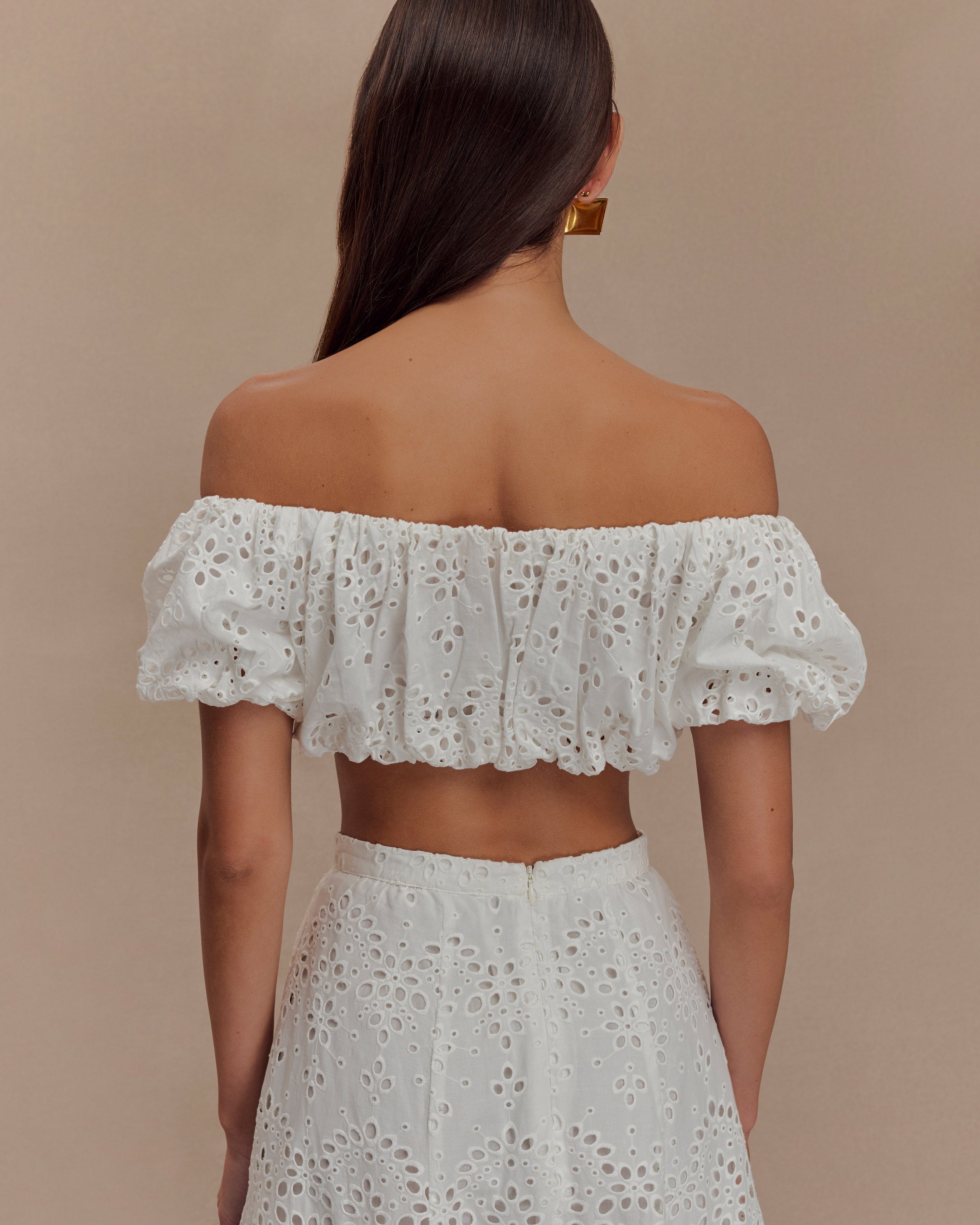 Autumn Off Shoulder Bubble Üst