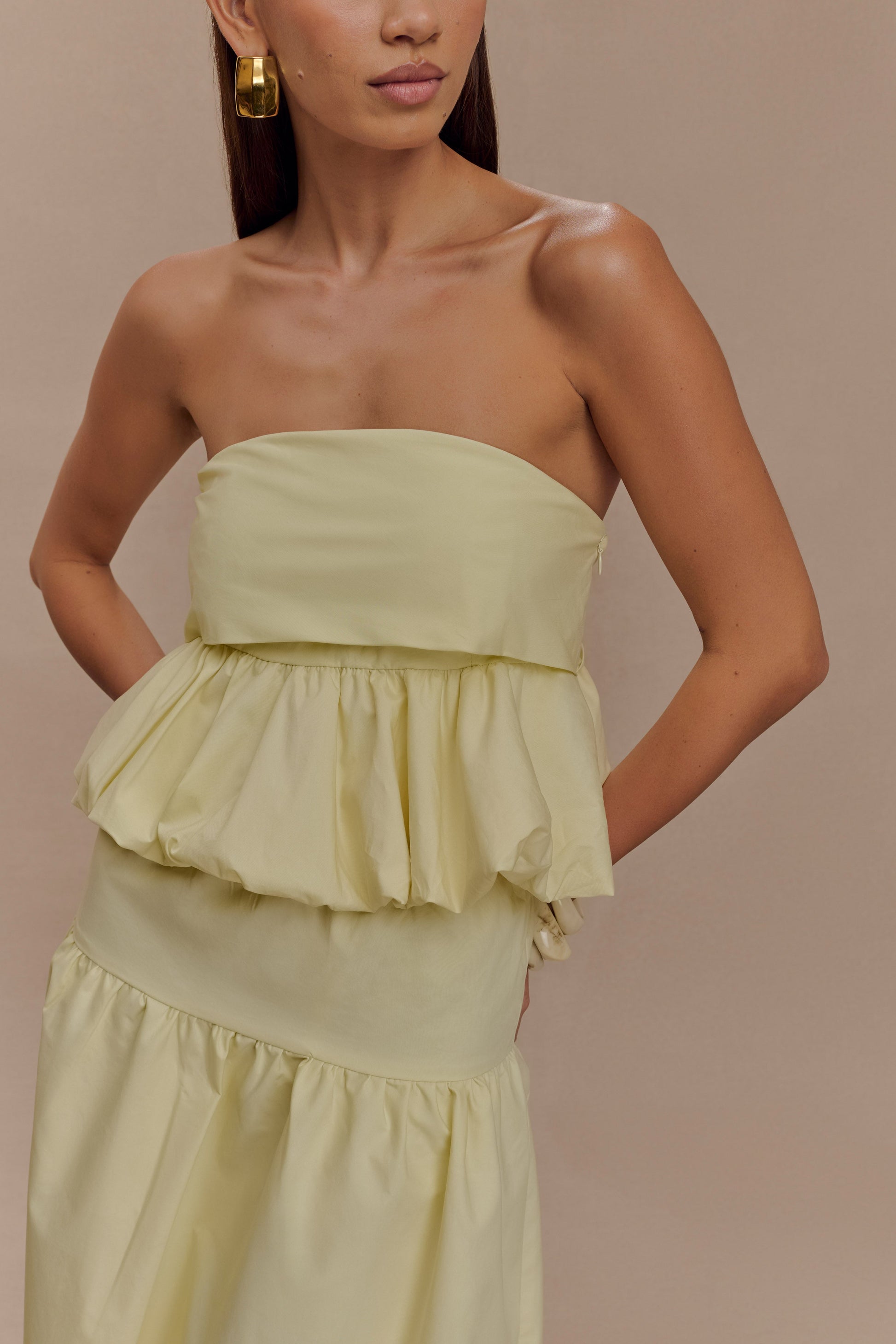 Amirah Strapless Bubble Crop Üst