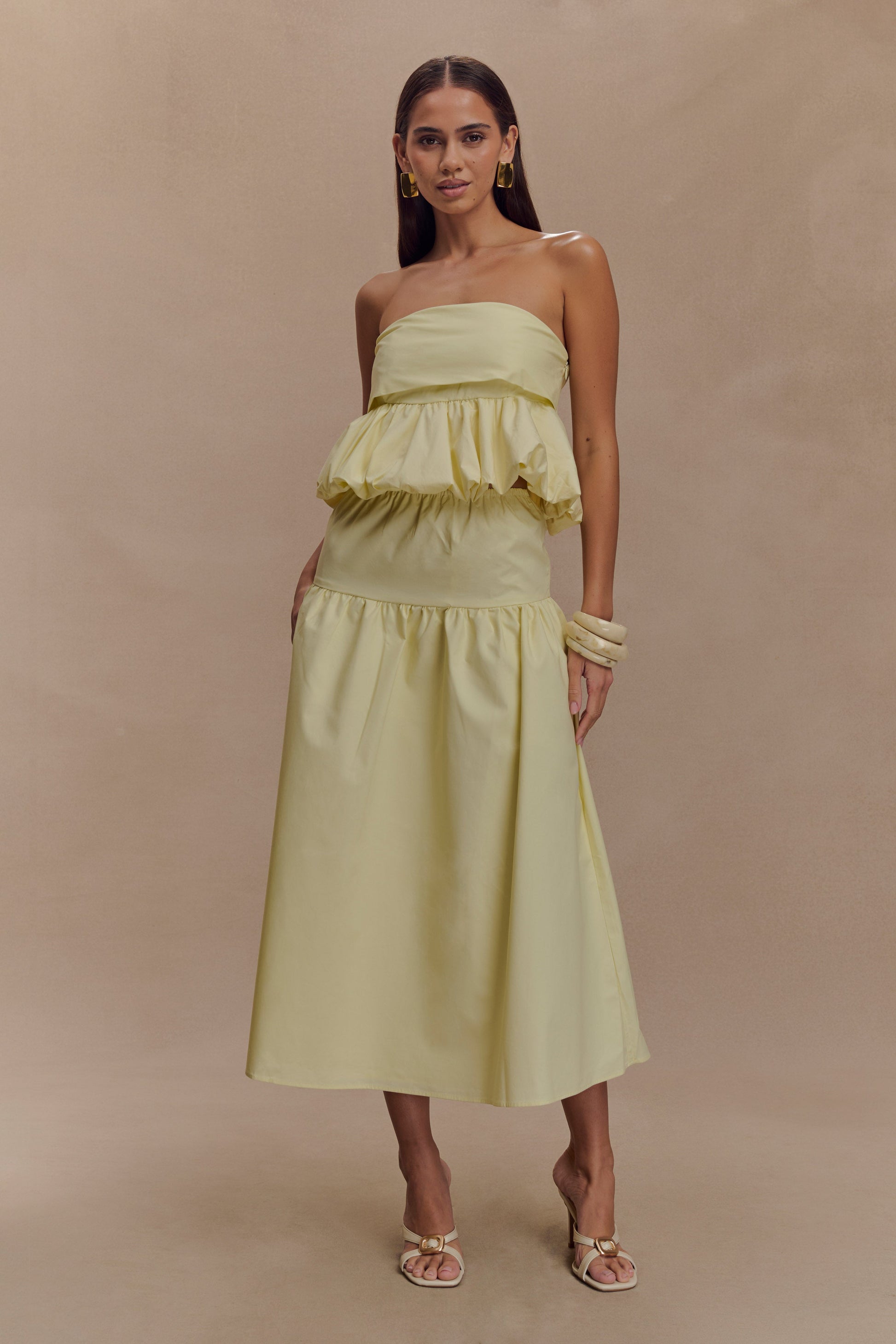 Amirah Strapless Bubble Crop Üst