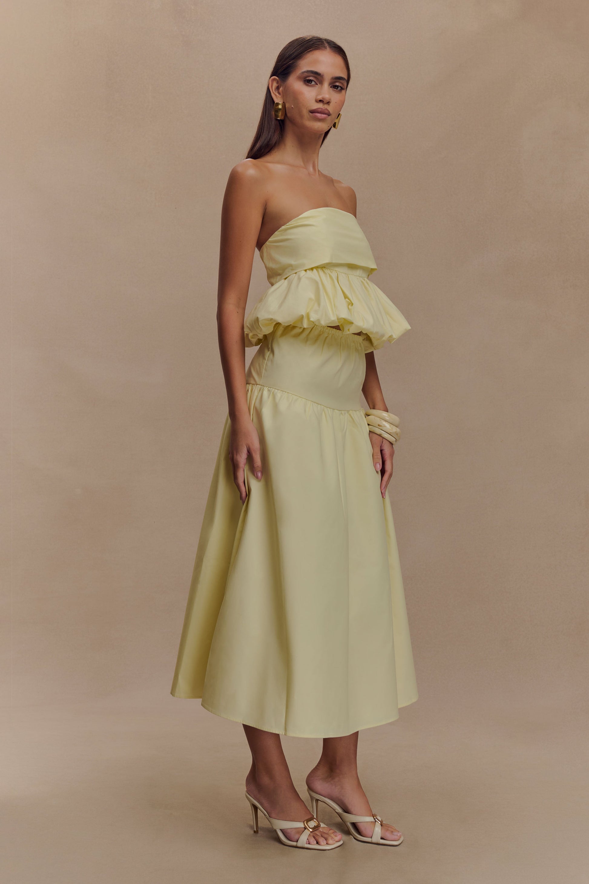Amirah Strapless Bubble Crop Üst