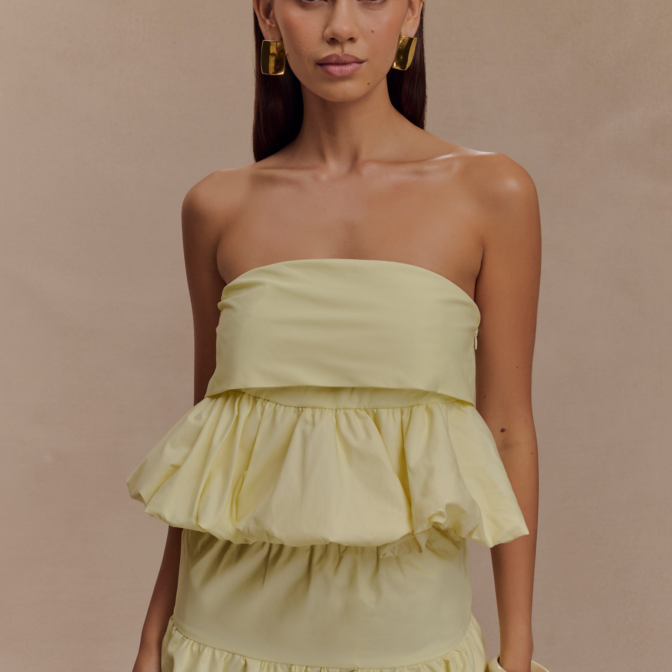 Amirah Strapless Bubble Crop Üst