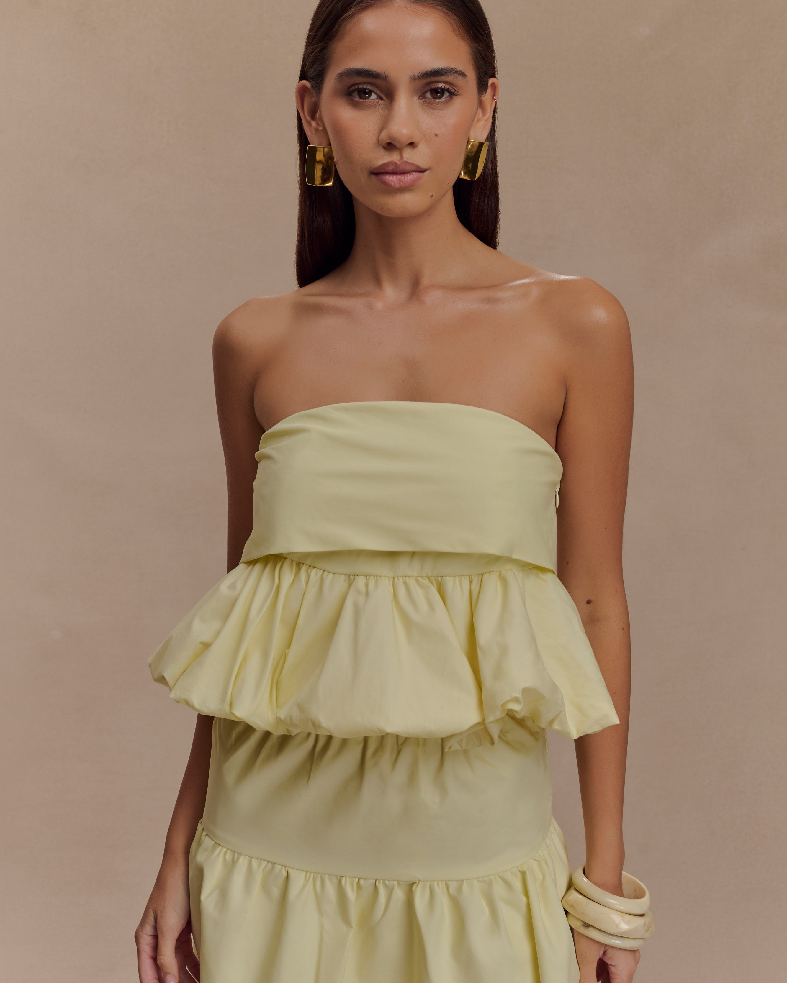 Amirah Strapless Bubble Crop Üst