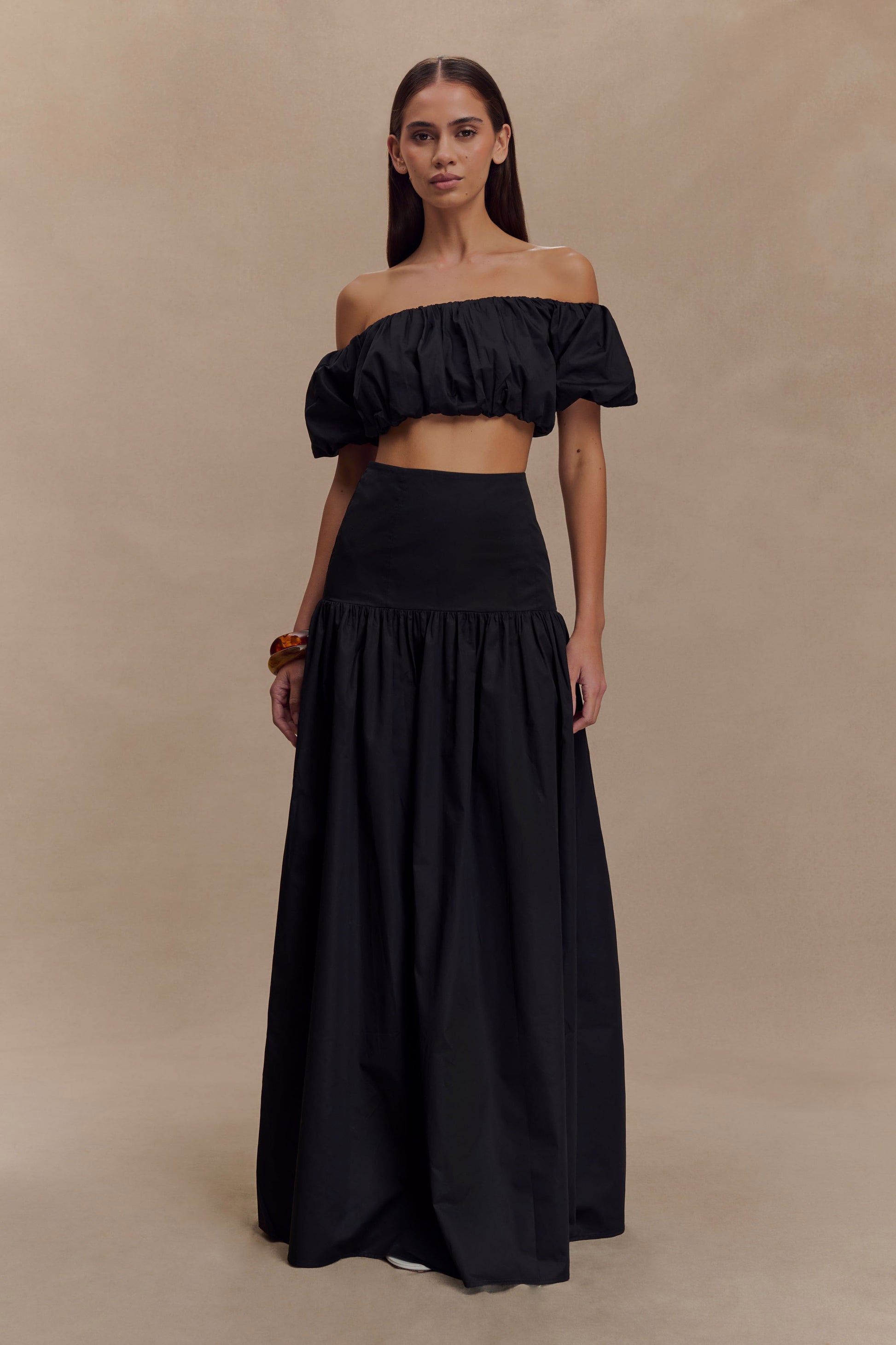 Autumn Off Shoulder Bubble Üst