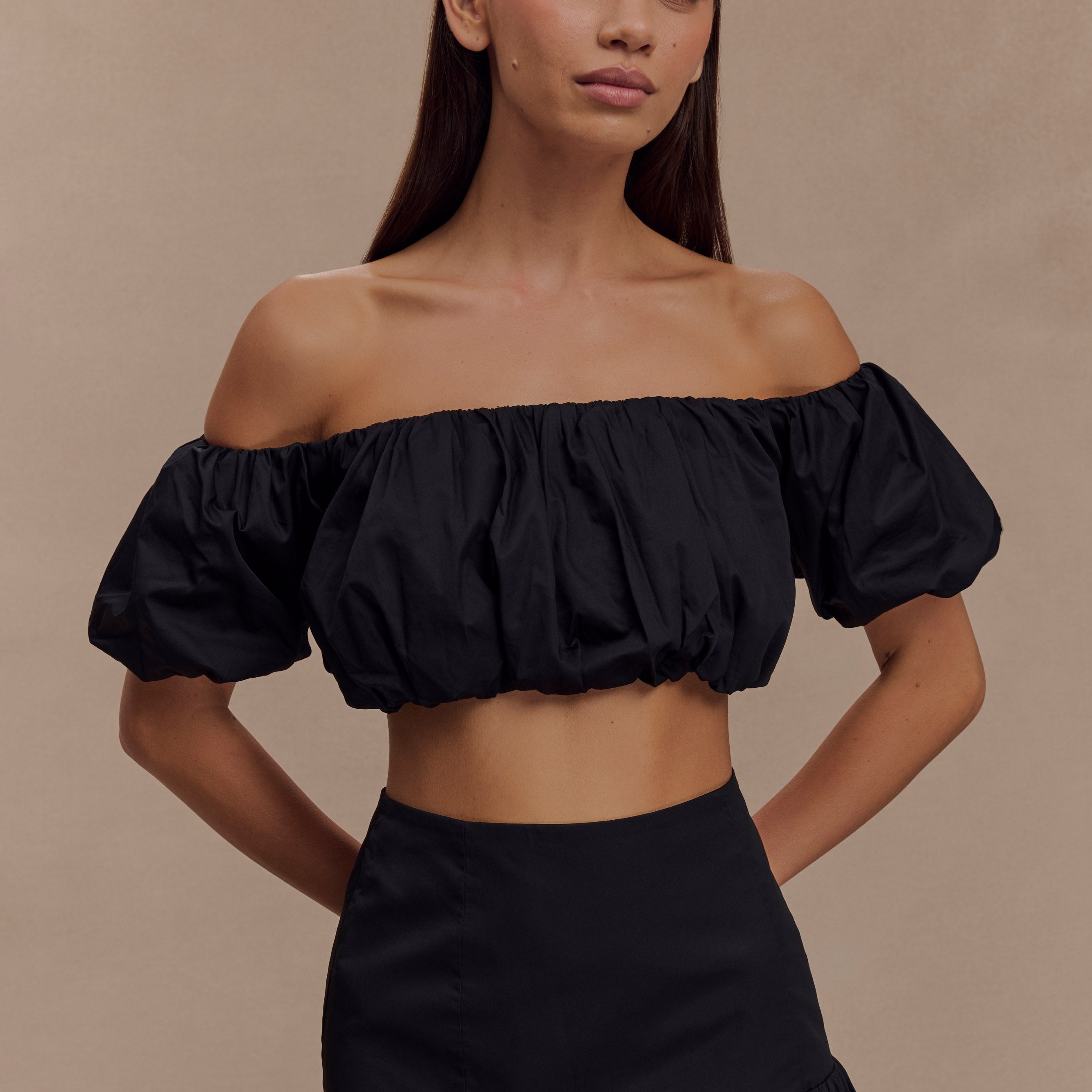 Autumn Off Shoulder Bubble Üst