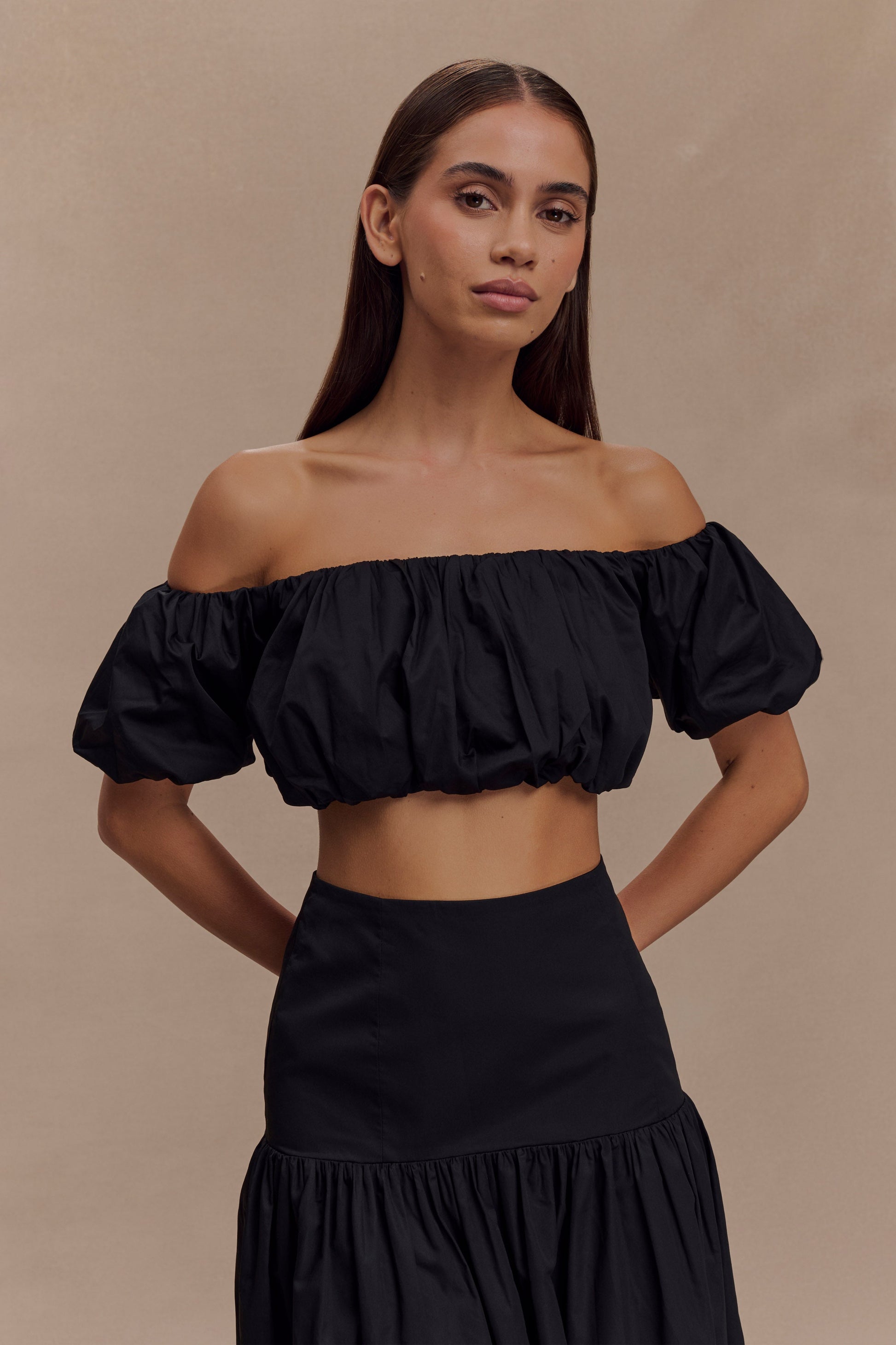 Autumn Off Shoulder Bubble Üst